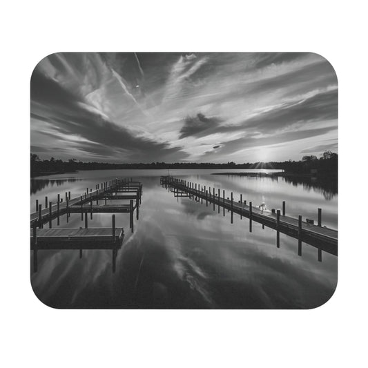 Rectangle Mouse Pad, Serene Waterfront View Desk Mat, Calming River Sunset Office Decor, Relaxing Nature Scene Mousepad