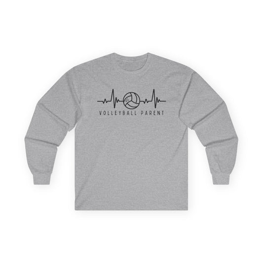 Volleyball Heartbeat Long Sleeve Tee Customizable, Quality Cotton Shirt, Parent Gift, Volleyball Fan Apparel, Sports Lover Top