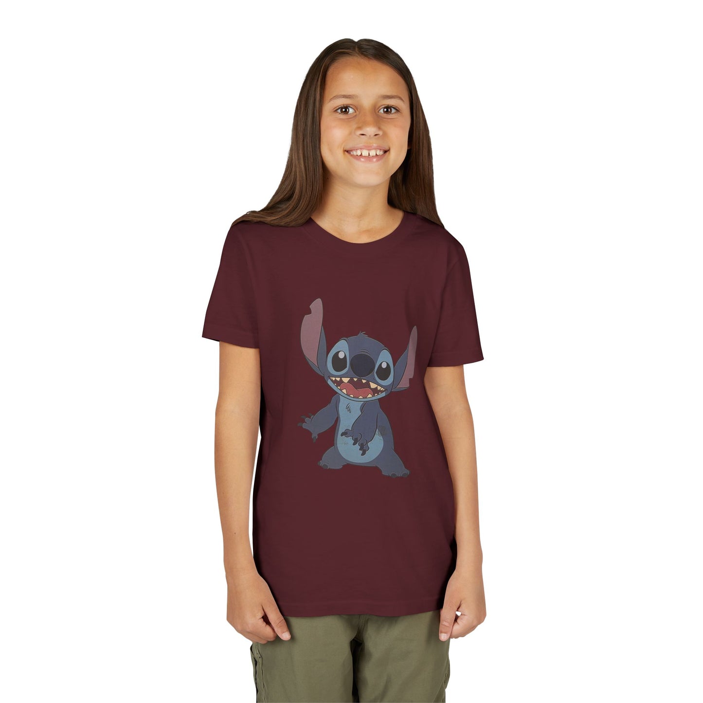 Kids Short Sleeve Tee with Stitch, Cute Kids Tee, Fun Gift for Boys & Girls, Birthday Gift, Summer Wear, Kids' Fashion