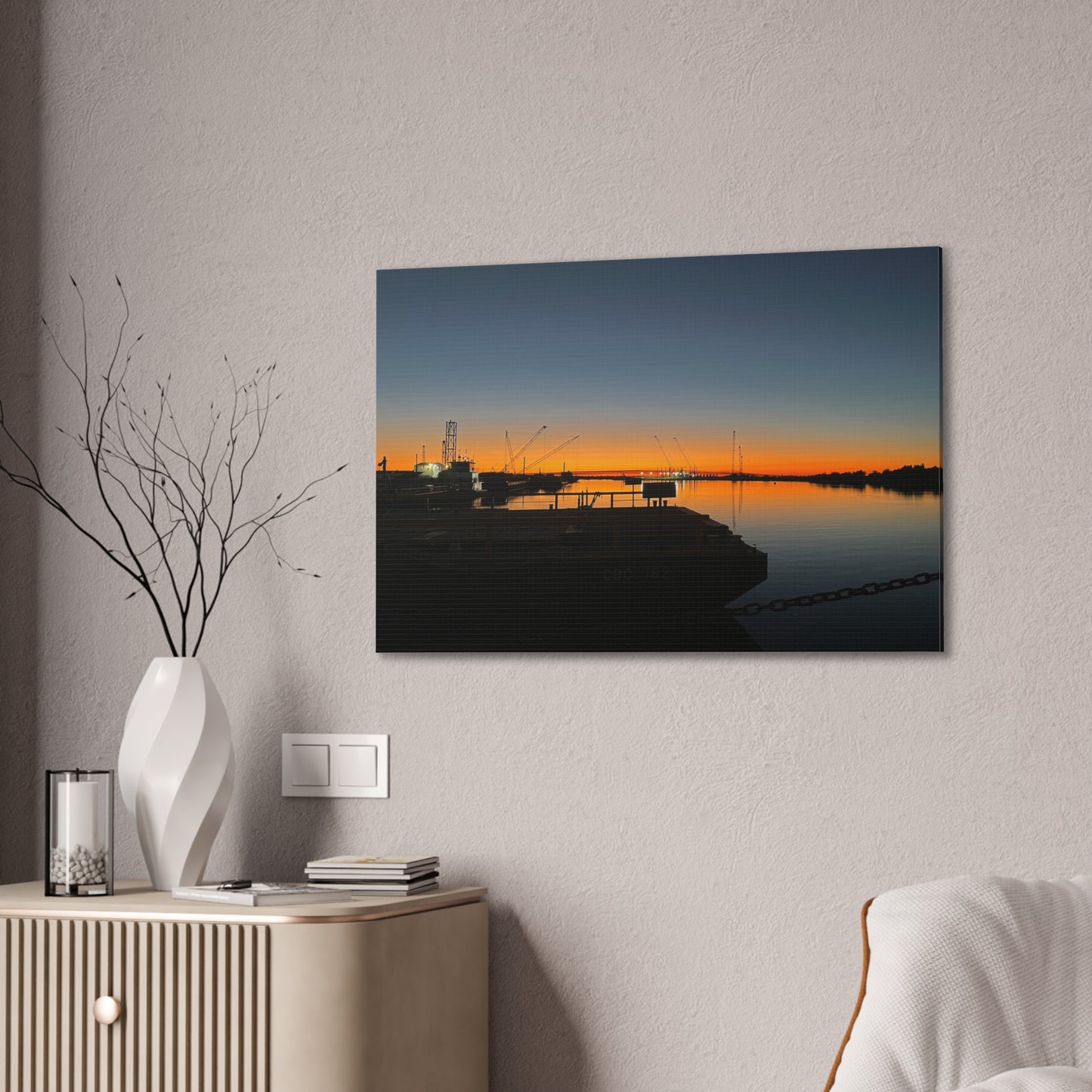 Sunset Harbor Canvas Wall Art — Stretched Canvas Print