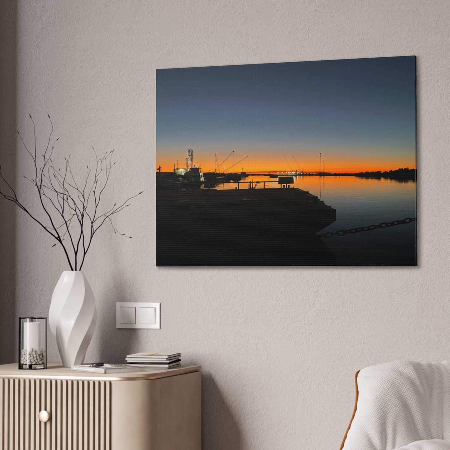 Sunset Harbor Canvas Wall Art — Stretched Canvas Print