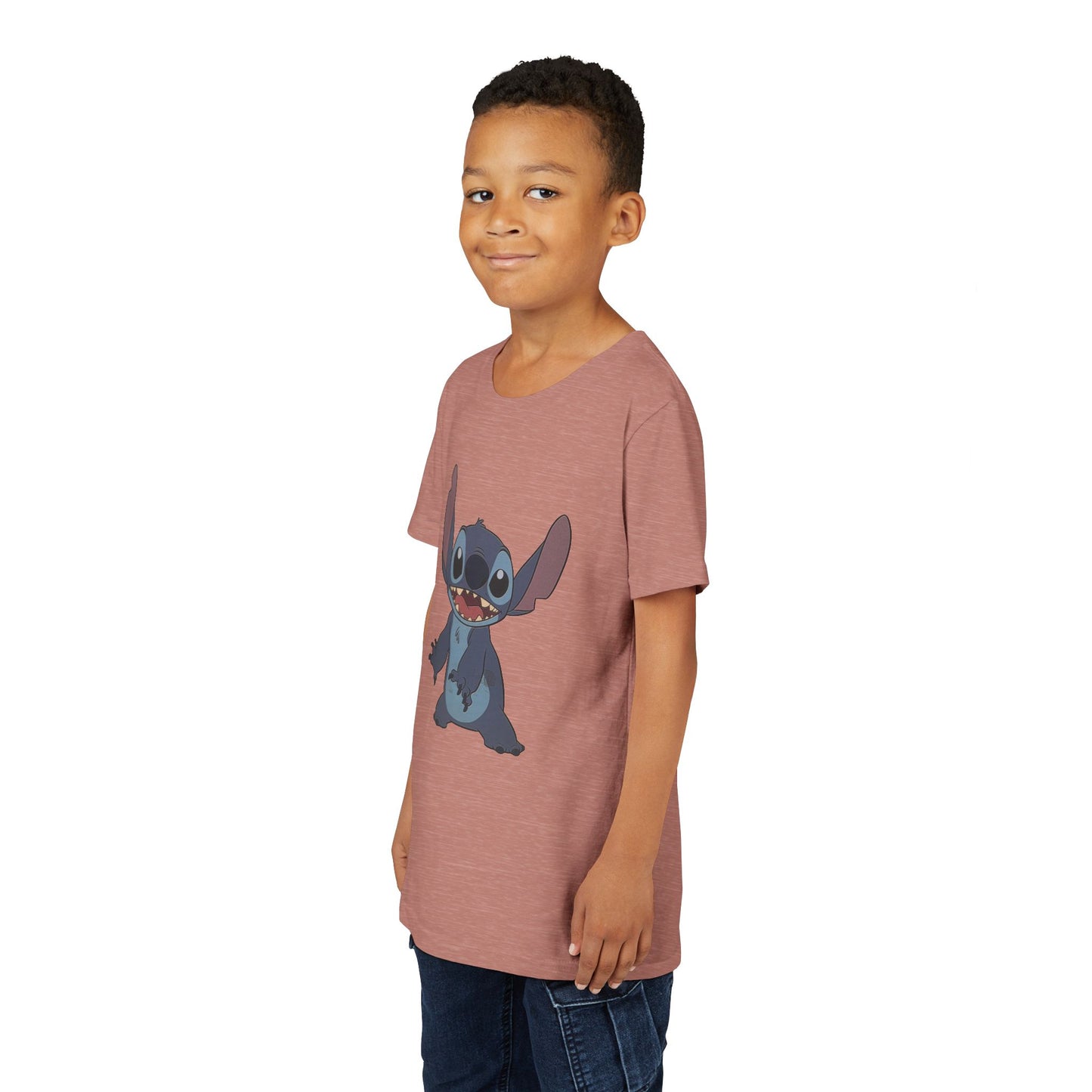 Kids Short Sleeve Tee with Stitch, Cute Kids Tee, Fun Gift for Boys & Girls, Birthday Gift, Summer Wear, Kids' Fashion