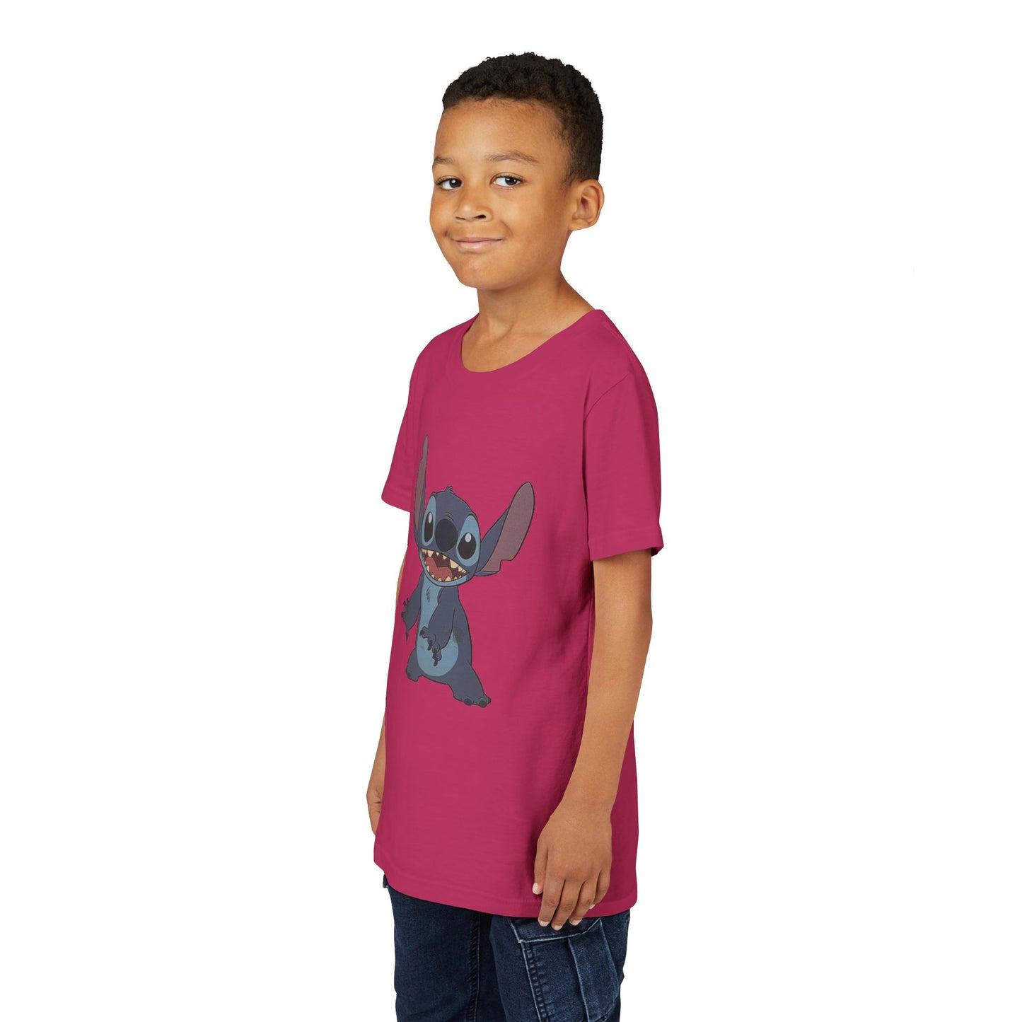 Kids Short Sleeve Tee with Stitch, Cute Kids Tee, Fun Gift for Boys & Girls, Birthday Gift, Summer Wear, Kids' Fashion