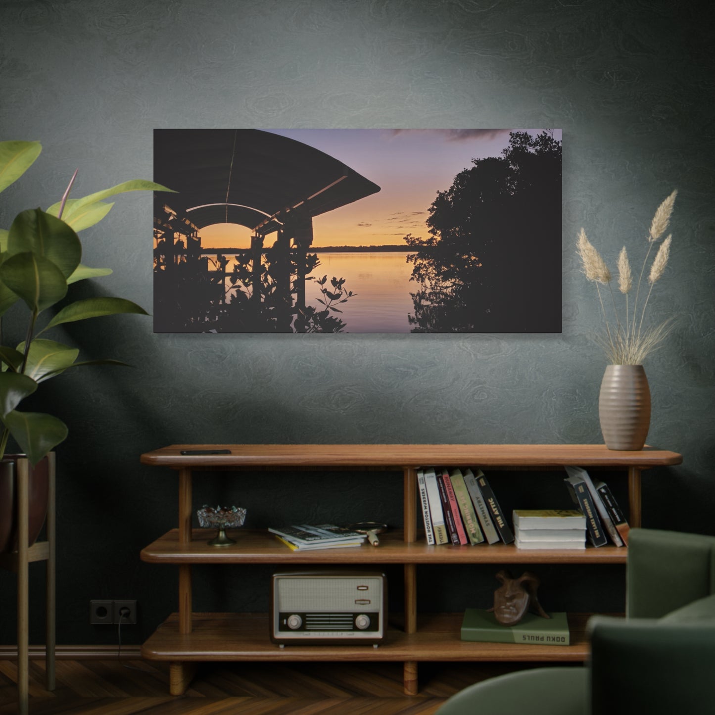Serene and Vibrant Sunset on the River - Canvas Wal Art