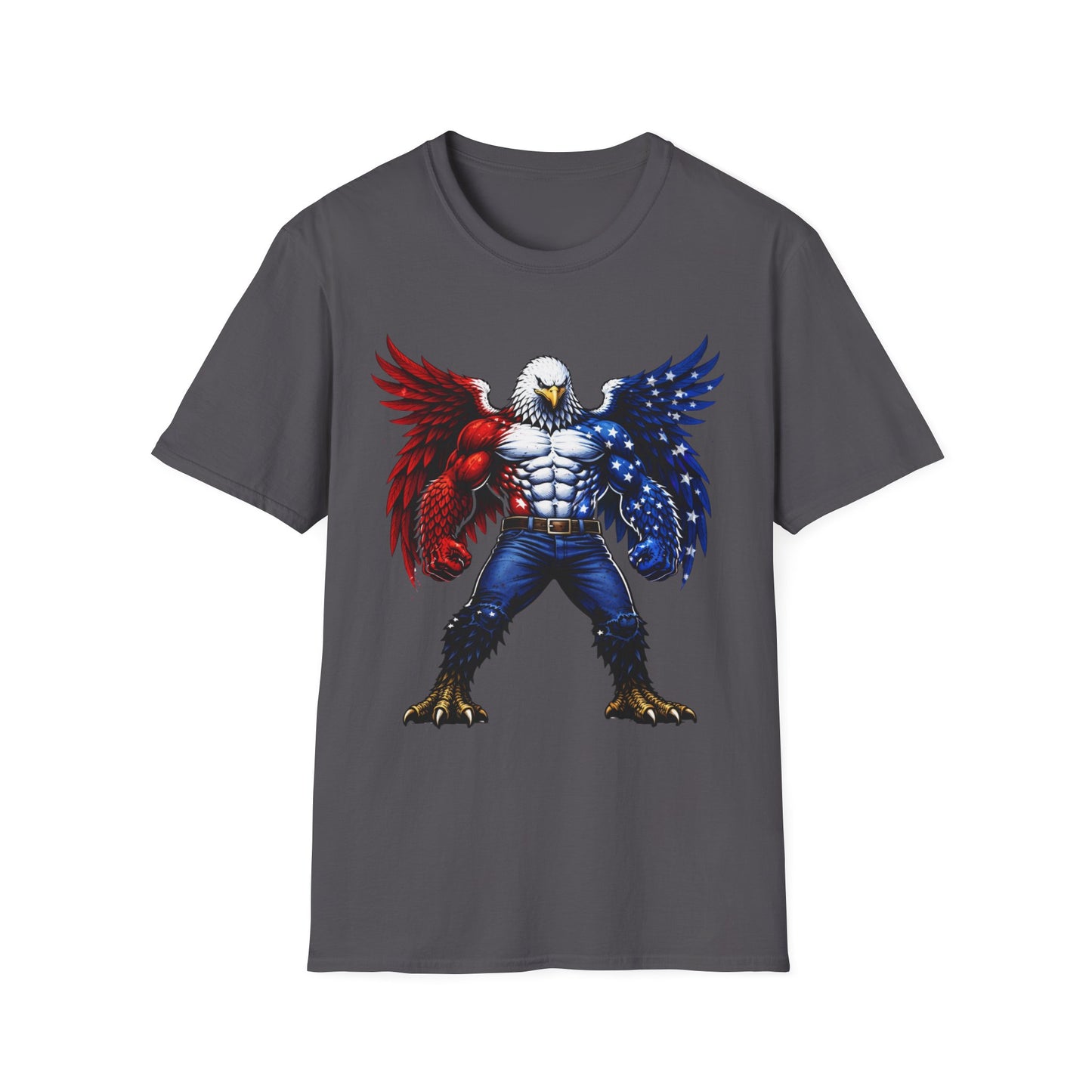 Birdmanzilla Patriotic Muscular Eagle T-Shirt | Red White Blue Winged Eagle Graphic