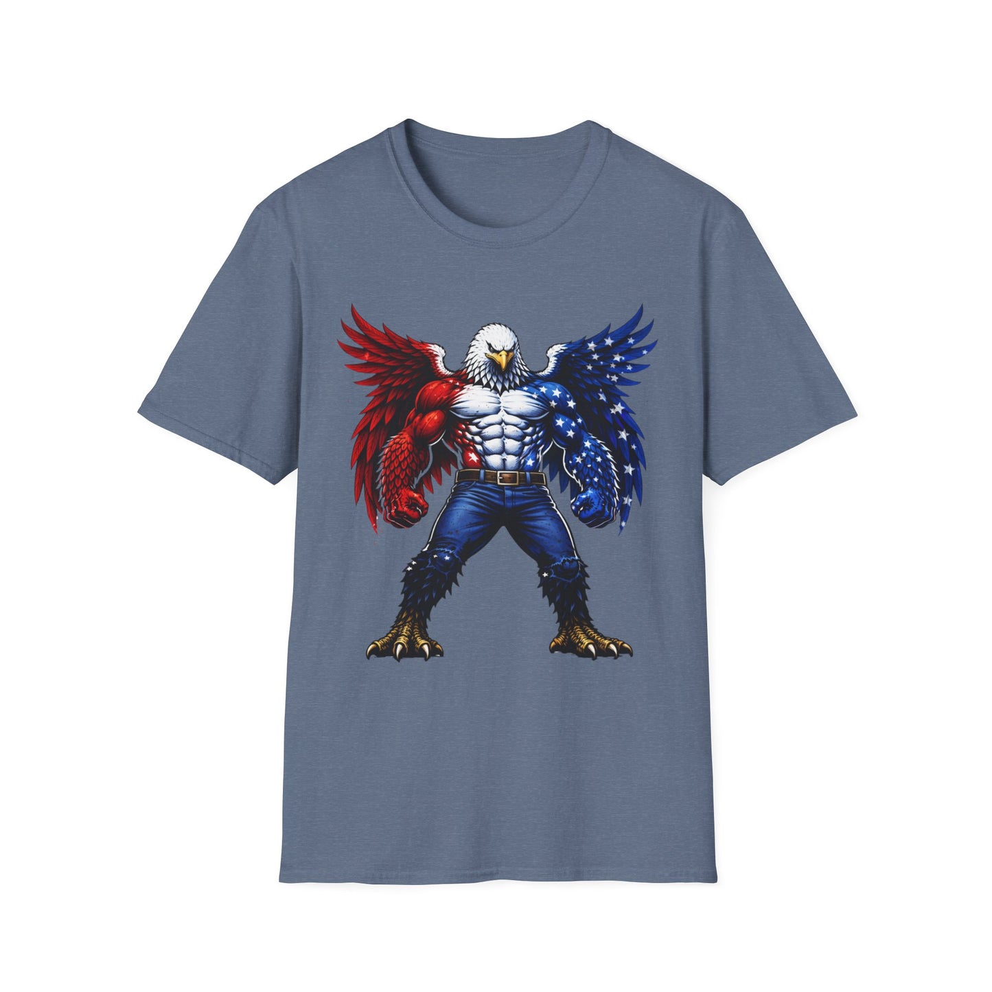 Birdmanzilla Patriotic Muscular Eagle T-Shirt | Red White Blue Winged Eagle Graphic