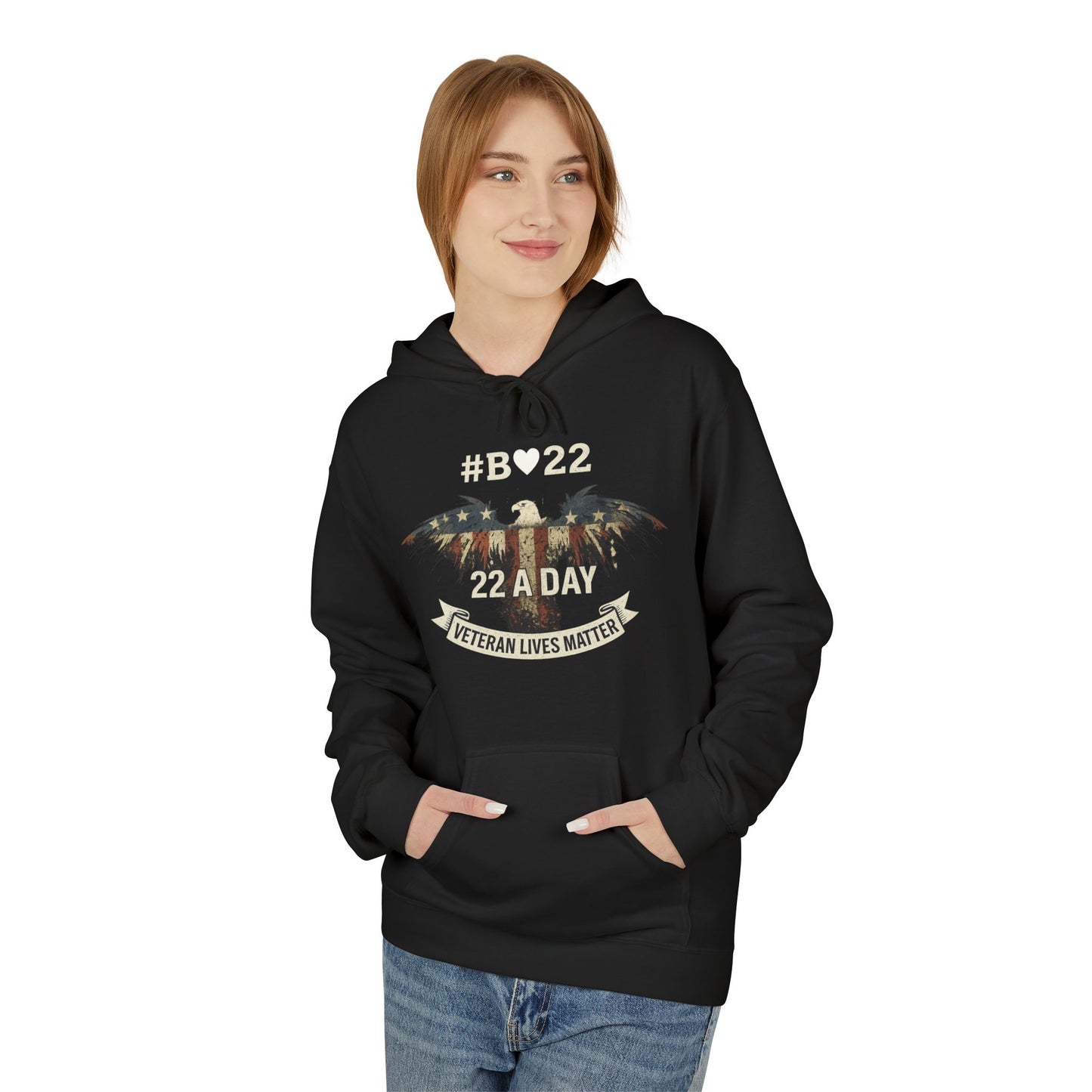 #B🤍22 Fleece Hoodie Veteran Lives Matter Sweatshirt