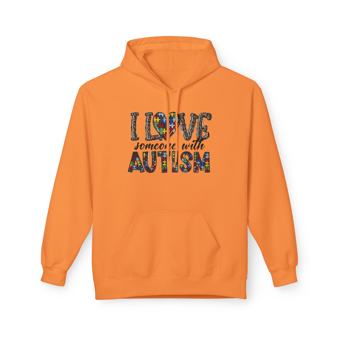 Autism Awareness Softstyle Hoodie - "I Love Someone With Autism" Puzzle Heart Design