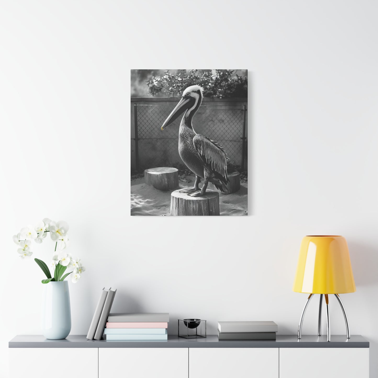 Serene Black and White Pelican Canvas Art