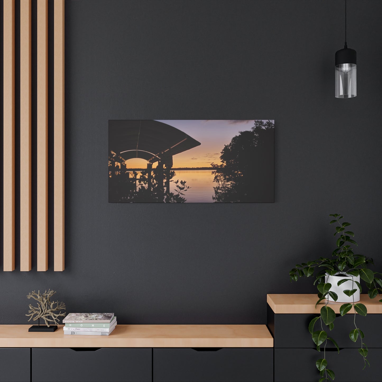 Serene and Vibrant Sunset on the River - Canvas Wal Art