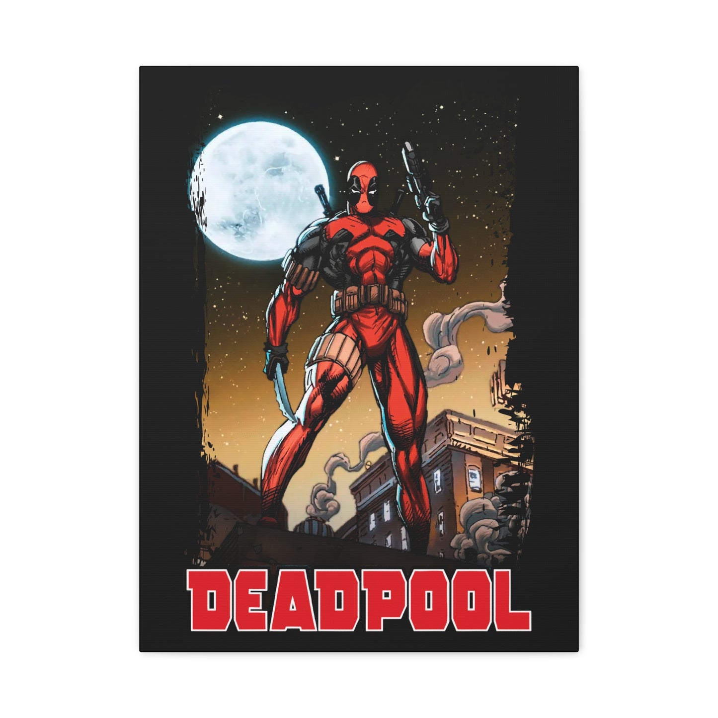 Comic Book Moonlight Rooftop Wall Art - Matte Canvas, Stretched, 1.25"