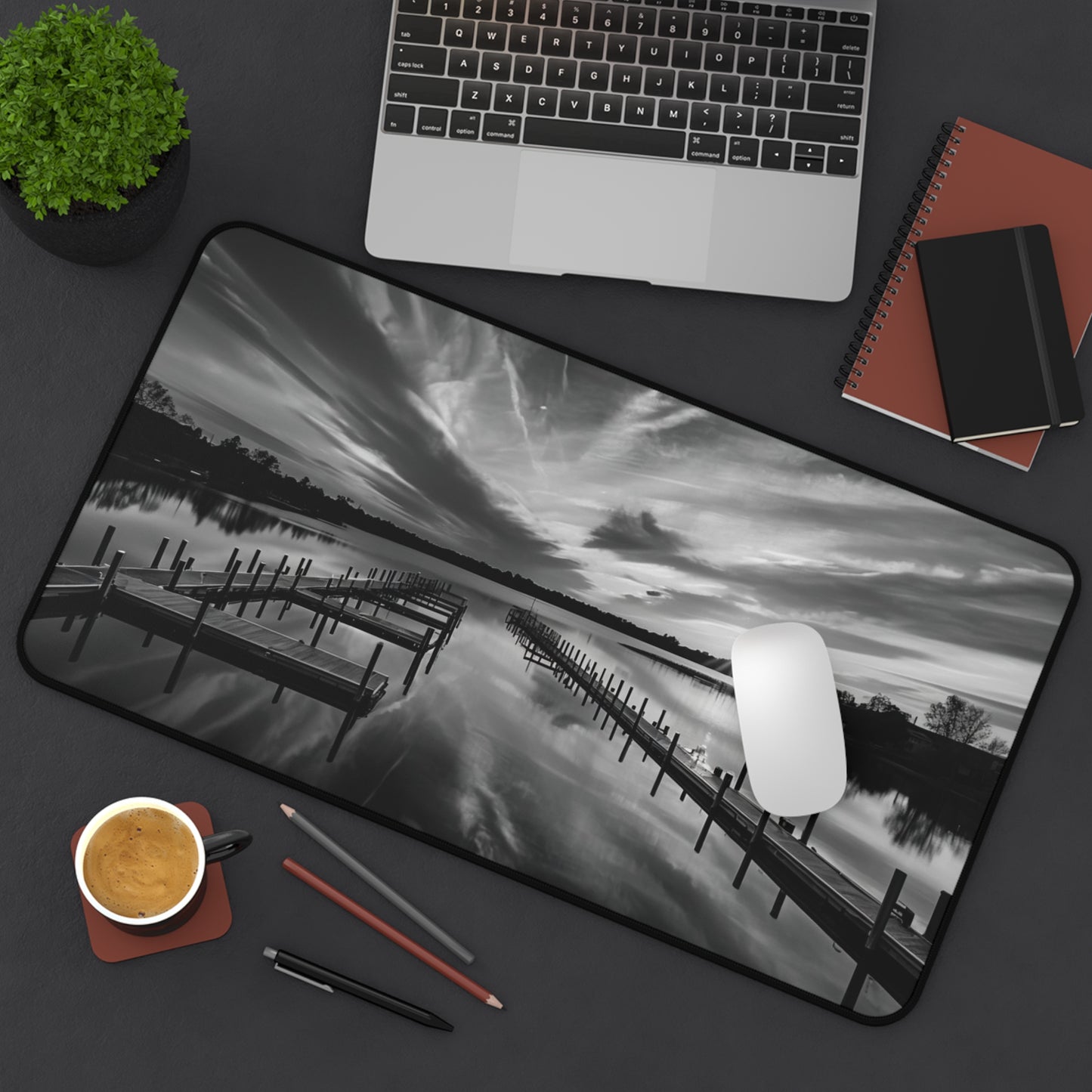 Desk Mat - Relaxing Sunset at the Boat Ramp