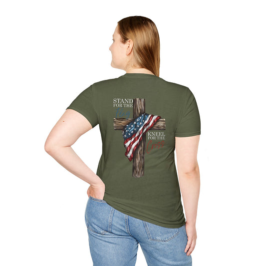 Stand for the Flag, Kneel for the Cross - Patriotic Religious T-Shirt, Faith-Based Apparel, Independence Day Outfit, Christian Gift