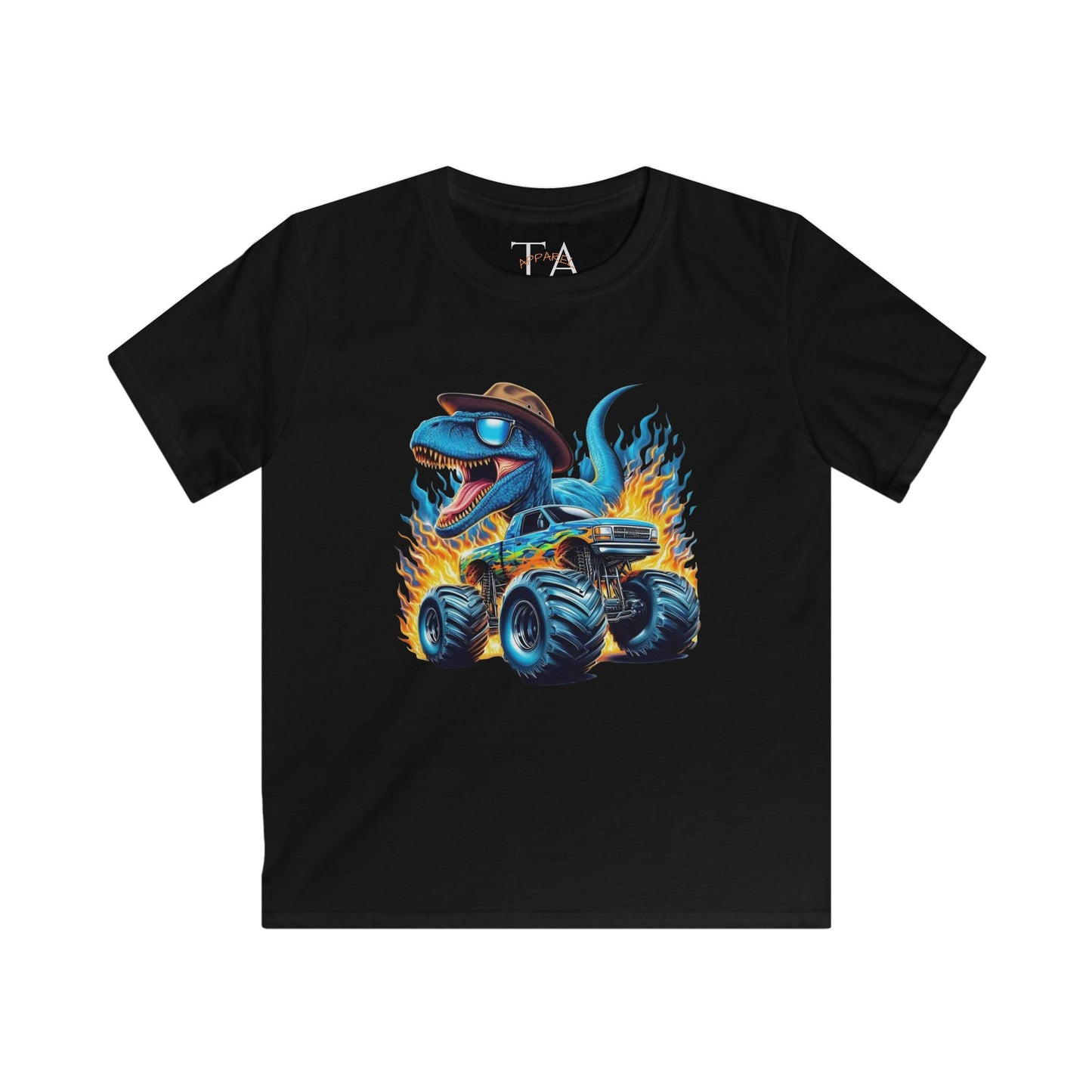 Kids Dinosaur Monster Truck Tee, Fun Graphic Shirt, Birthday Gift, Summer Playwear, Unique Kids Clothing, Dino Lover Gift