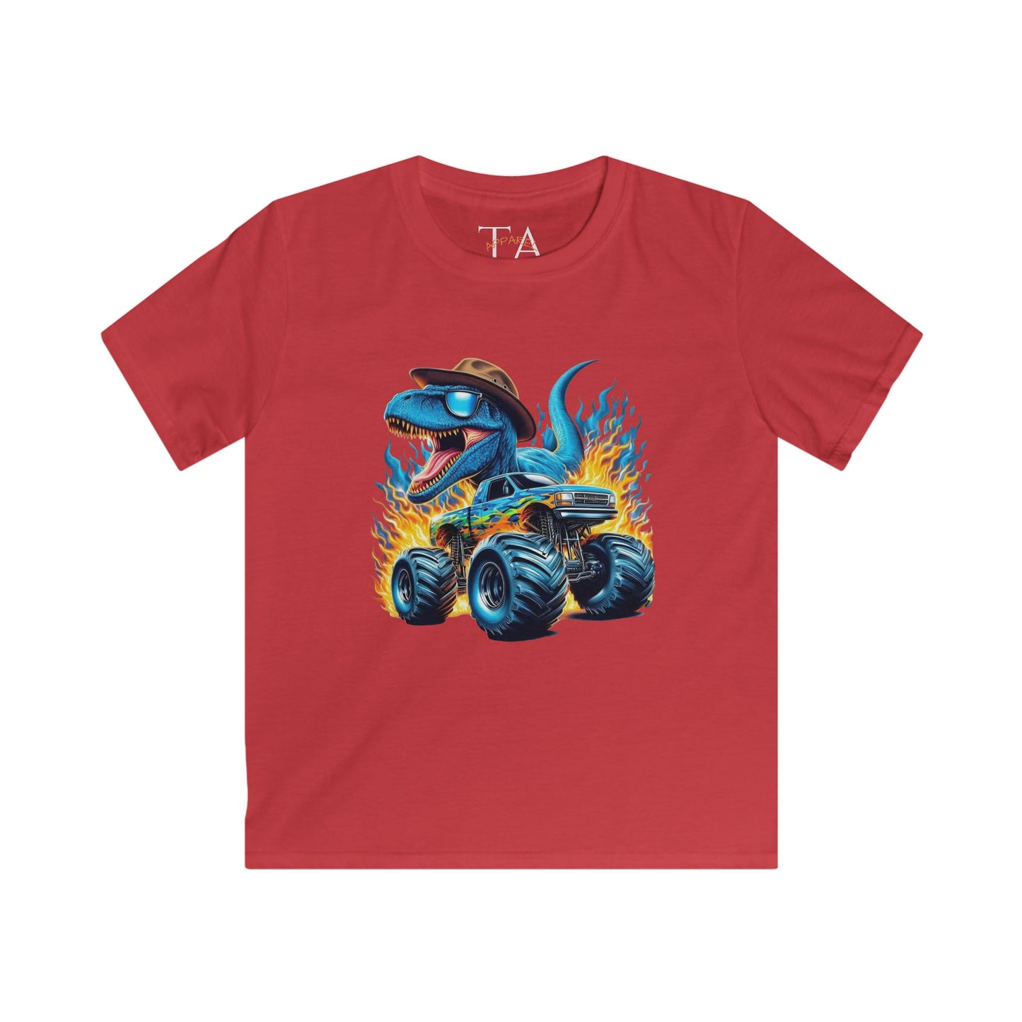 Kids Dinosaur Monster Truck Tee, Fun Graphic Shirt, Birthday Gift, Summer Playwear, Unique Kids Clothing, Dino Lover Gift