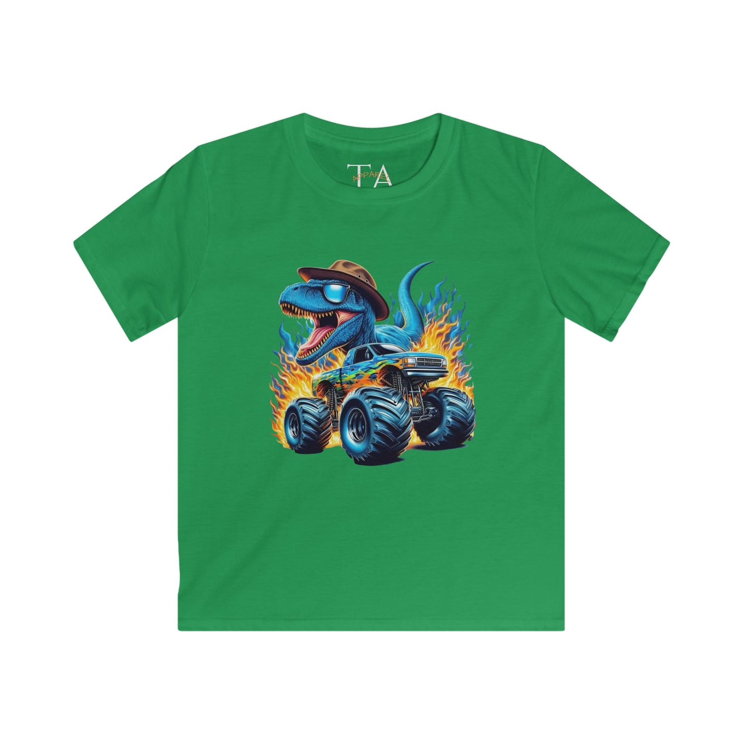 Kids Dinosaur Monster Truck Tee, Fun Graphic Shirt, Birthday Gift, Summer Playwear, Unique Kids Clothing, Dino Lover Gift