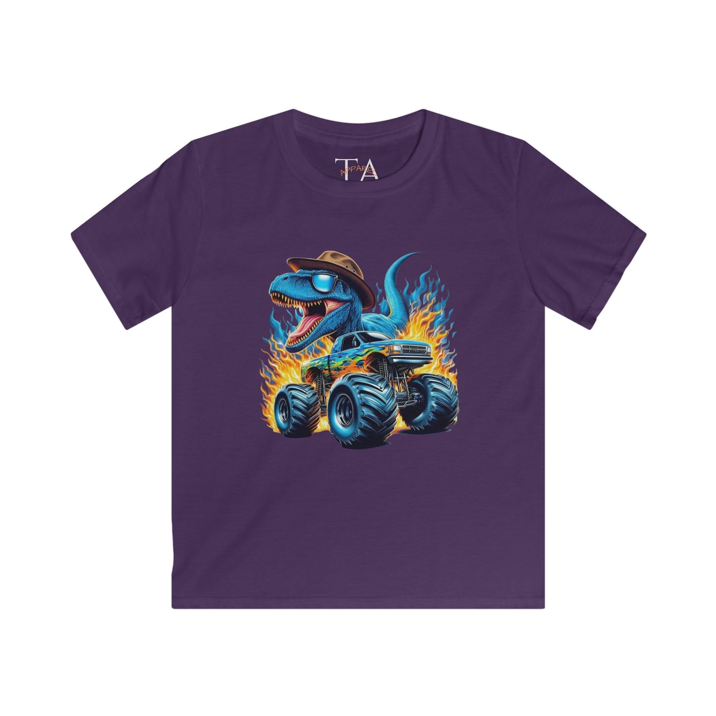 Kids Dinosaur Monster Truck Tee, Fun Graphic Shirt, Birthday Gift, Summer Playwear, Unique Kids Clothing, Dino Lover Gift