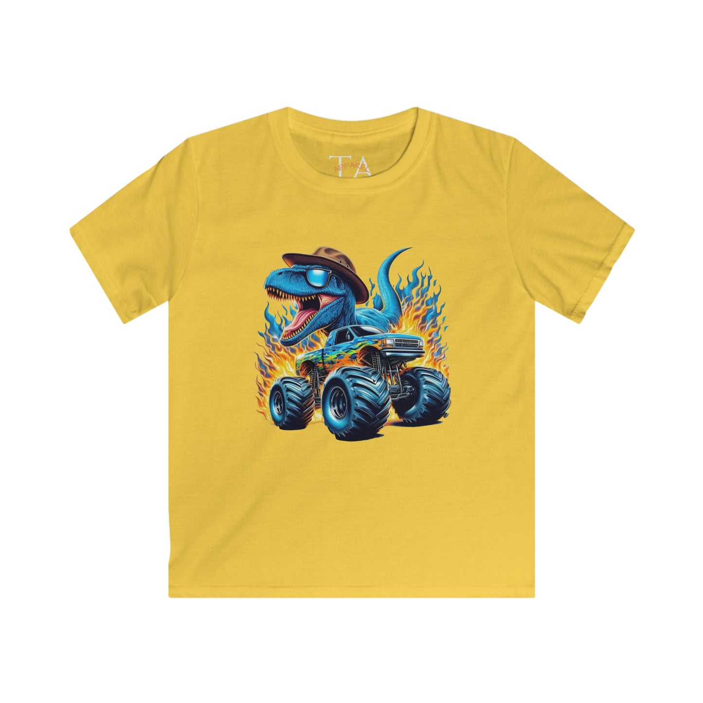 Kids Dinosaur Monster Truck Tee, Fun Graphic Shirt, Birthday Gift, Summer Playwear, Unique Kids Clothing, Dino Lover Gift