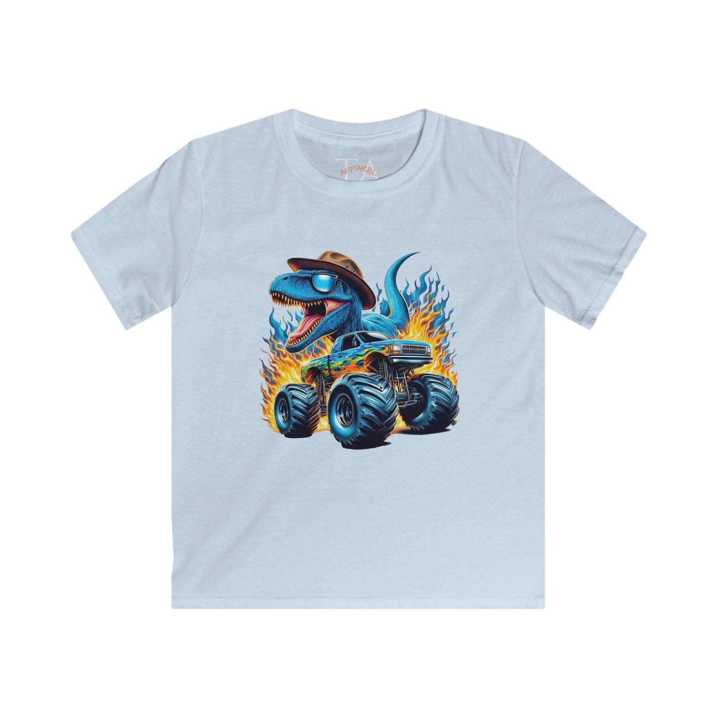Kids Dinosaur Monster Truck Tee, Fun Graphic Shirt, Birthday Gift, Summer Playwear, Unique Kids Clothing, Dino Lover Gift