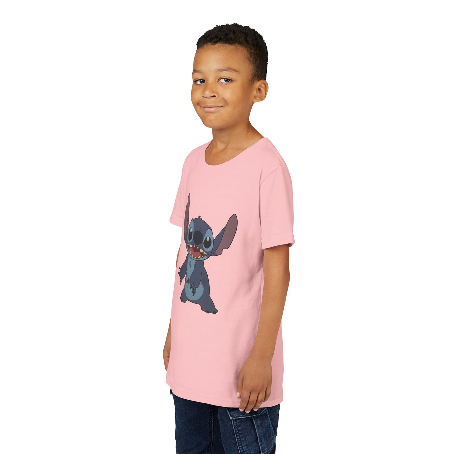 Kids Short Sleeve Tee with Stitch, Cute Kids Tee, Fun Gift for Boys & Girls, Birthday Gift, Summer Wear, Kids' Fashion