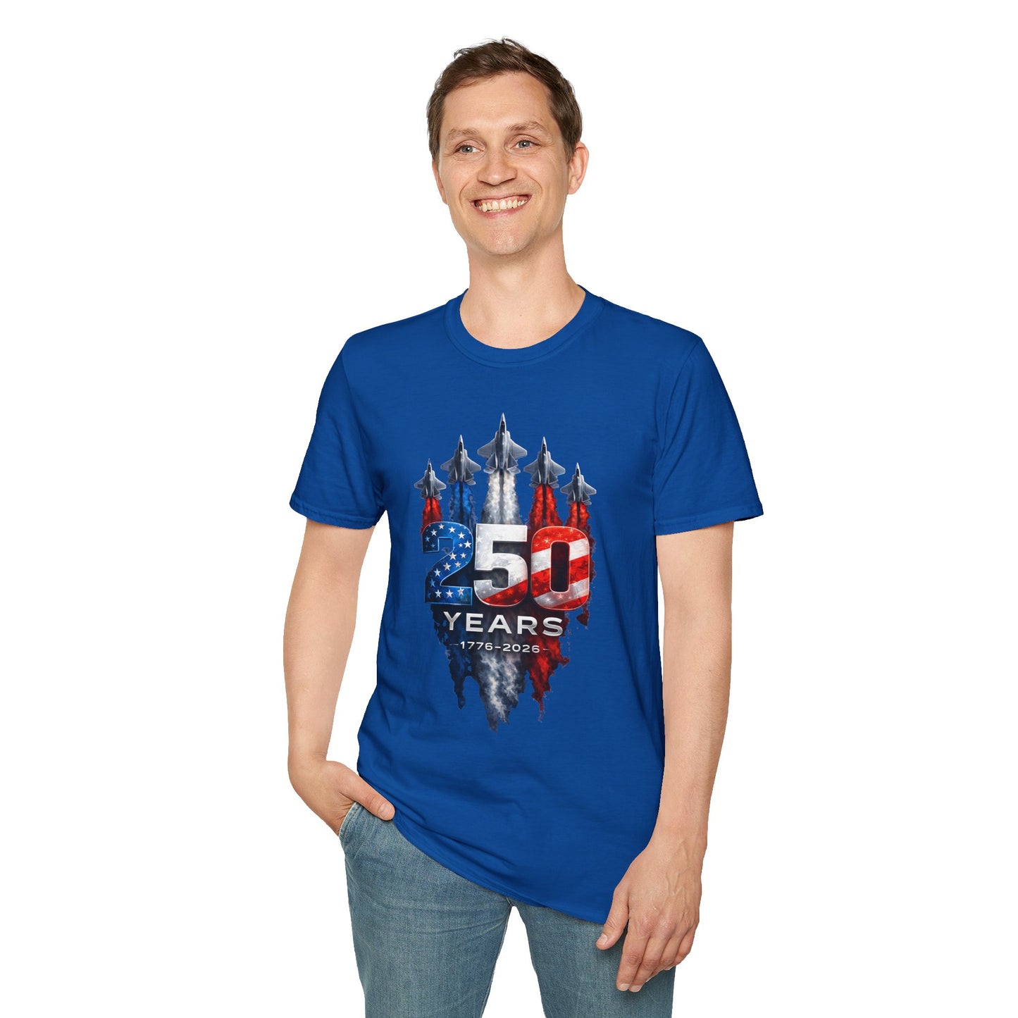 25th Anniversary USA T-Shirt — Patriotic Jet Formation USA Flag Design