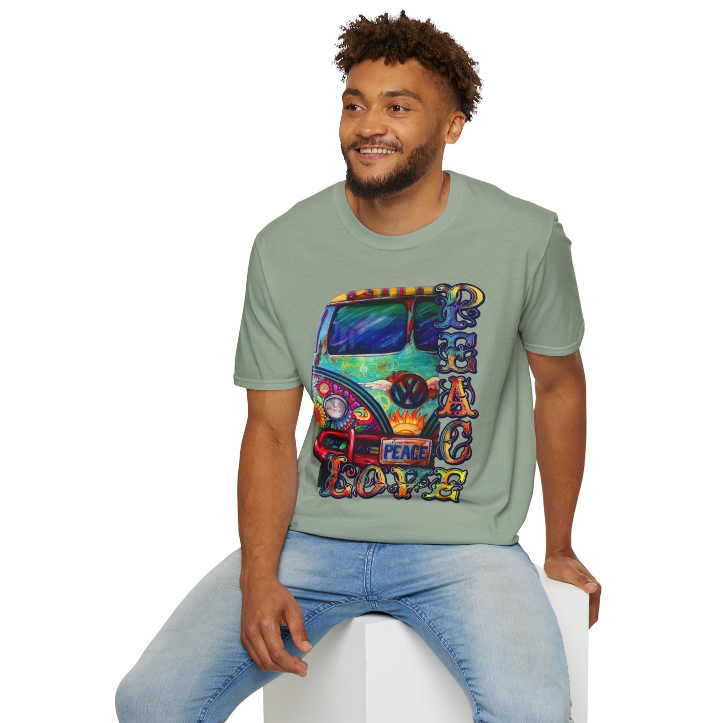 VW Groovy Peace & Love Retro Festival Shirt Tie-Dye T-Shirt