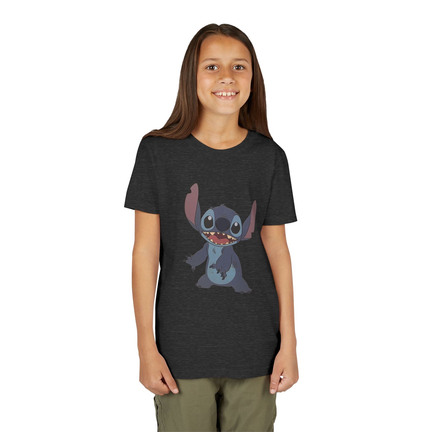Kids Short Sleeve Tee with Stitch, Cute Kids Tee, Fun Gift for Boys & Girls, Birthday Gift, Summer Wear, Kids' Fashion