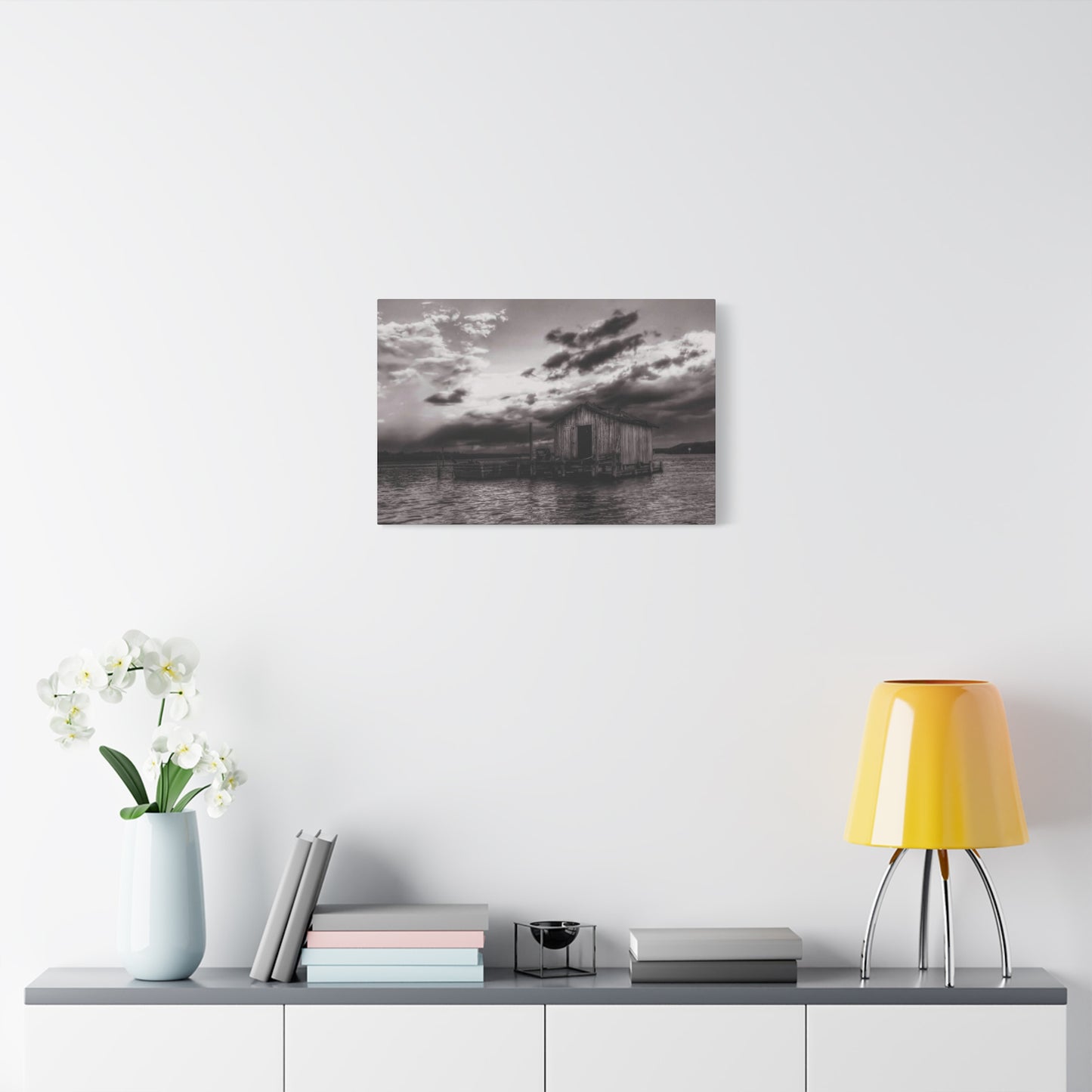 Serene Landscape Canvas Art, Rustic Home Decor, Black and White Wall Art, Perfect for Living Room, Gift for Nature Lovers