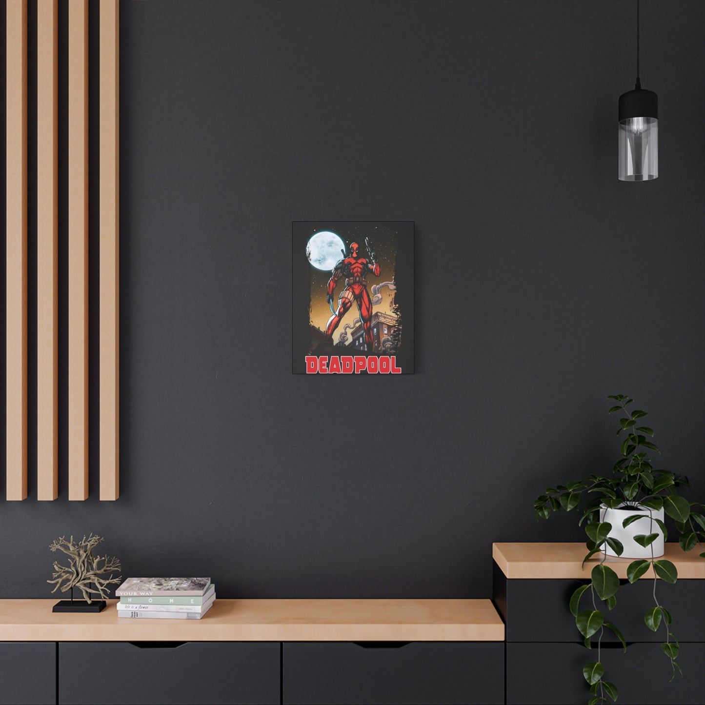 Comic Book Moonlight Rooftop Wall Art - Matte Canvas, Stretched, 1.25"