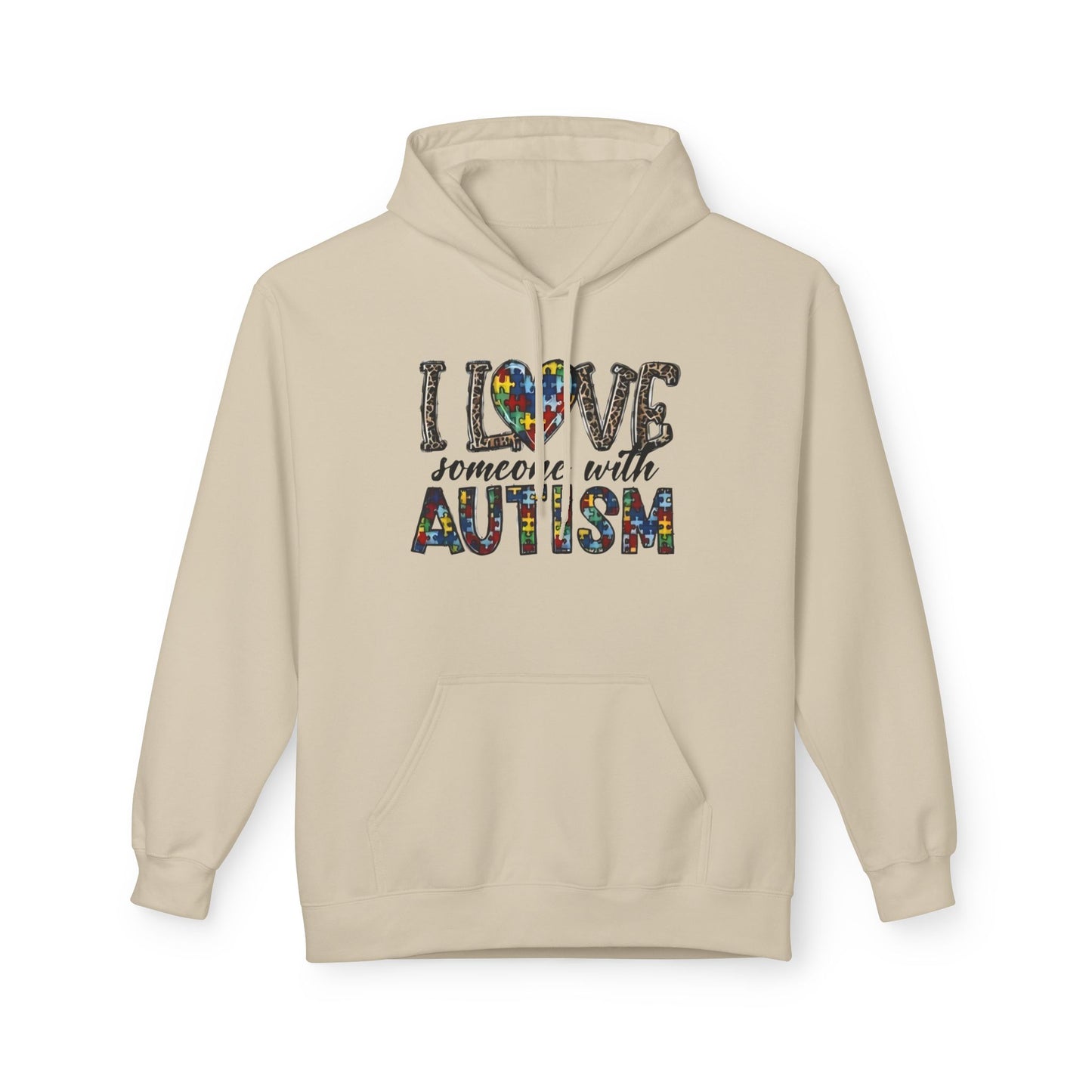 Autism Awareness Softstyle Hoodie - "I Love Someone With Autism" Puzzle Heart Design
