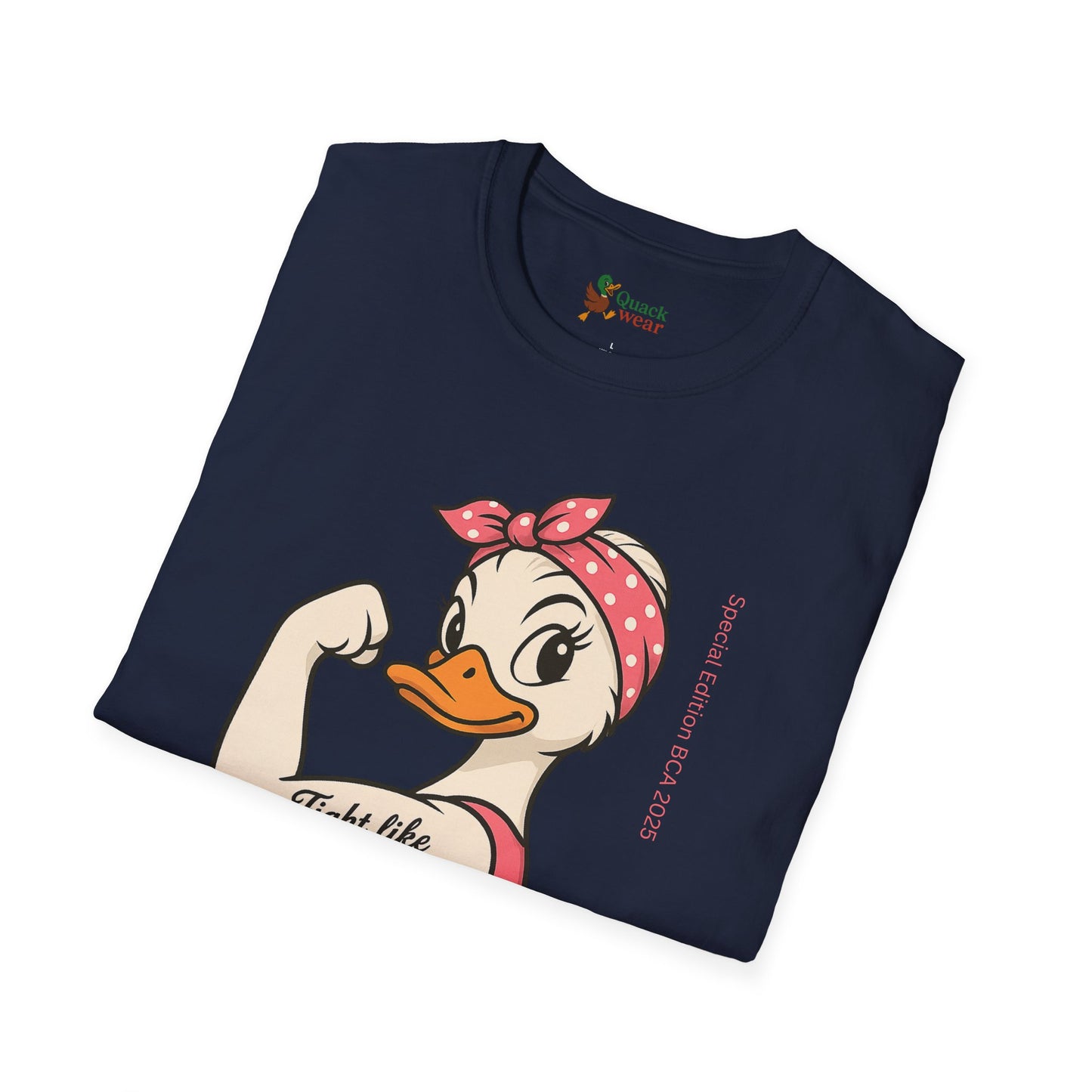 Breast Cancer Awareness Fight Like a Girl Duck T-Shirt, Rosie the Riveter Duck Empowerment Tee, Gift for Her, Feminist Apparel, Cute Graphic