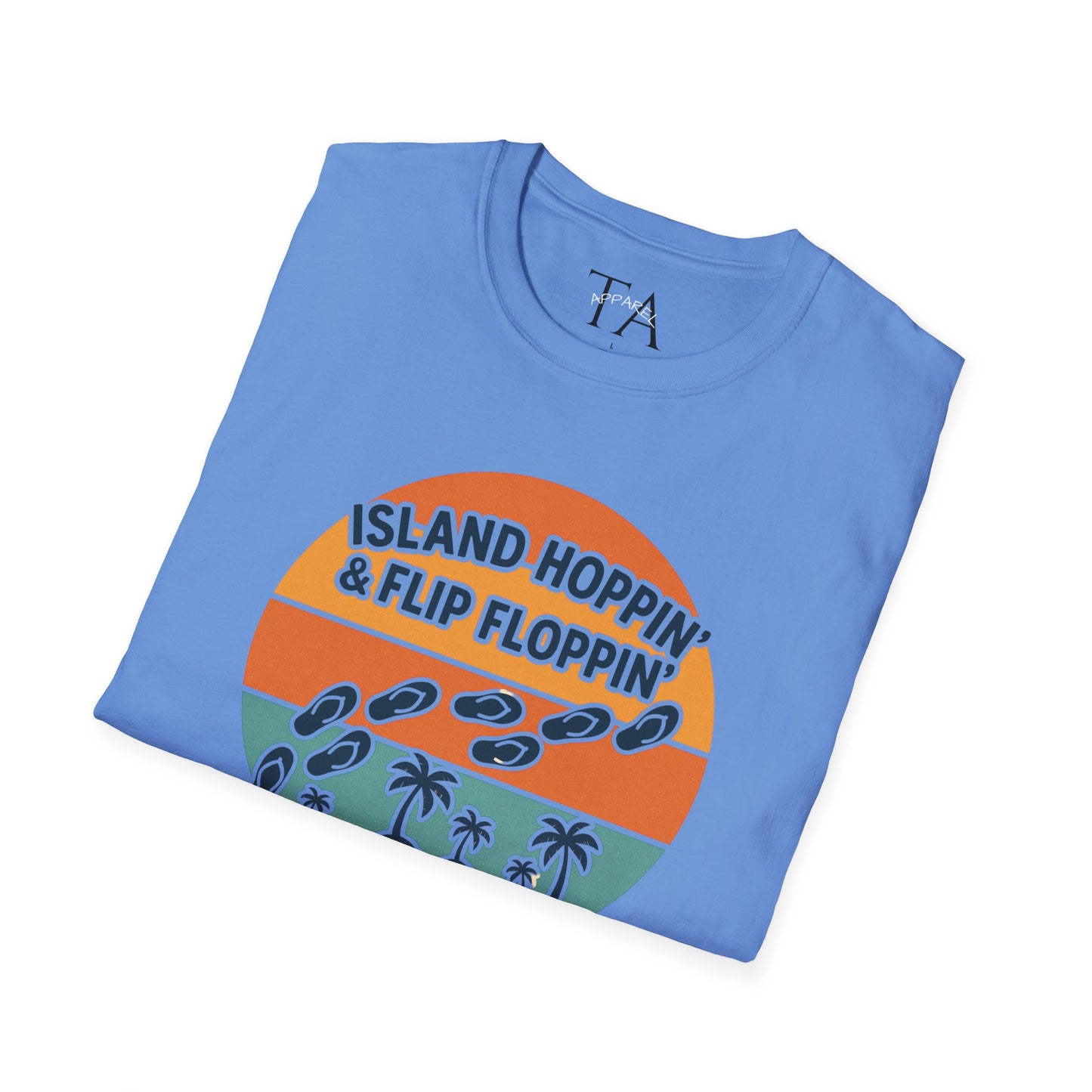 Island Hoppin' Flip Floppin' Unisex Softstyle T-Shirt, Beach T-Shirt, Vacation Apparel, Summer Wear, Casual T-Shirt, Graphic Tee
