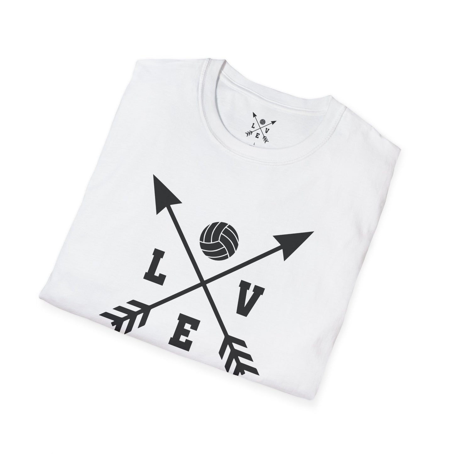 Love Volleyball Unisex T-Shirt | Sporty Tee, Gift for Athletes, Casual Wear, Heart and Arrow Design, Game Day Shirt