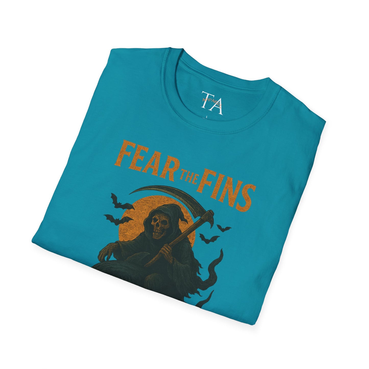 Miami Dolphins Halloween Unisex T-Shirt - Fear the Fins - Gifts for Ocean Lovers, Spooky Occasions, Casual Wear, Beach Parties, Horror Tee