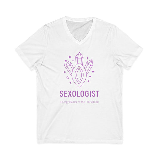 Sexologist V-Neck T-Shirt: Energy Healer of the Erotic Kind - Funny Graphic Tee