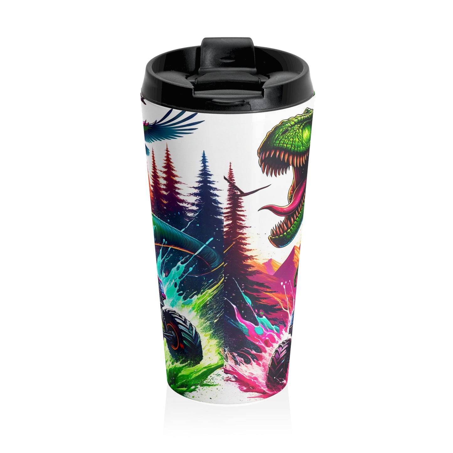 Kids Tumbler - Colorful Dinosaur Travel Mug - Fun Mug, Gift for Kids, Party Favor, Travel Accessory, Adventure Theme Mug