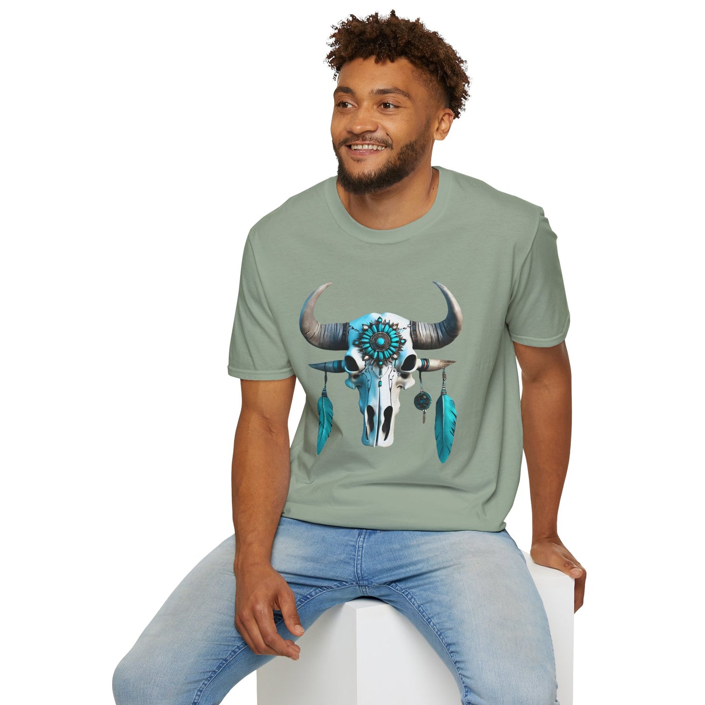 Native American Turquoise Buffalo Skull Tee - Unisex Jersey