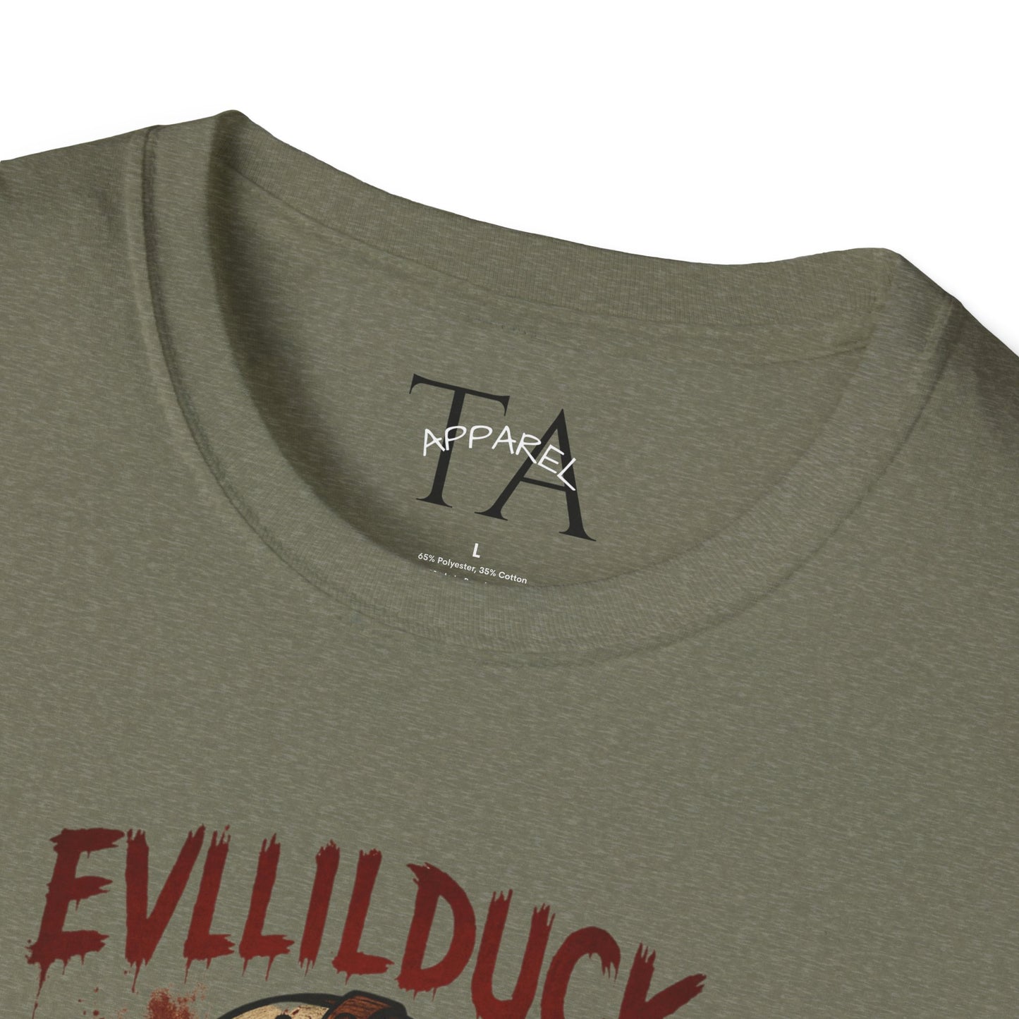 EVLLILDUCK Funny Graphic T-Shirt, Cute Duck Shirt, Unisex Softstyle Tee, Gift for Kids, Funny Quirky T-Shirt, Casual Wear, Halloween Apparel