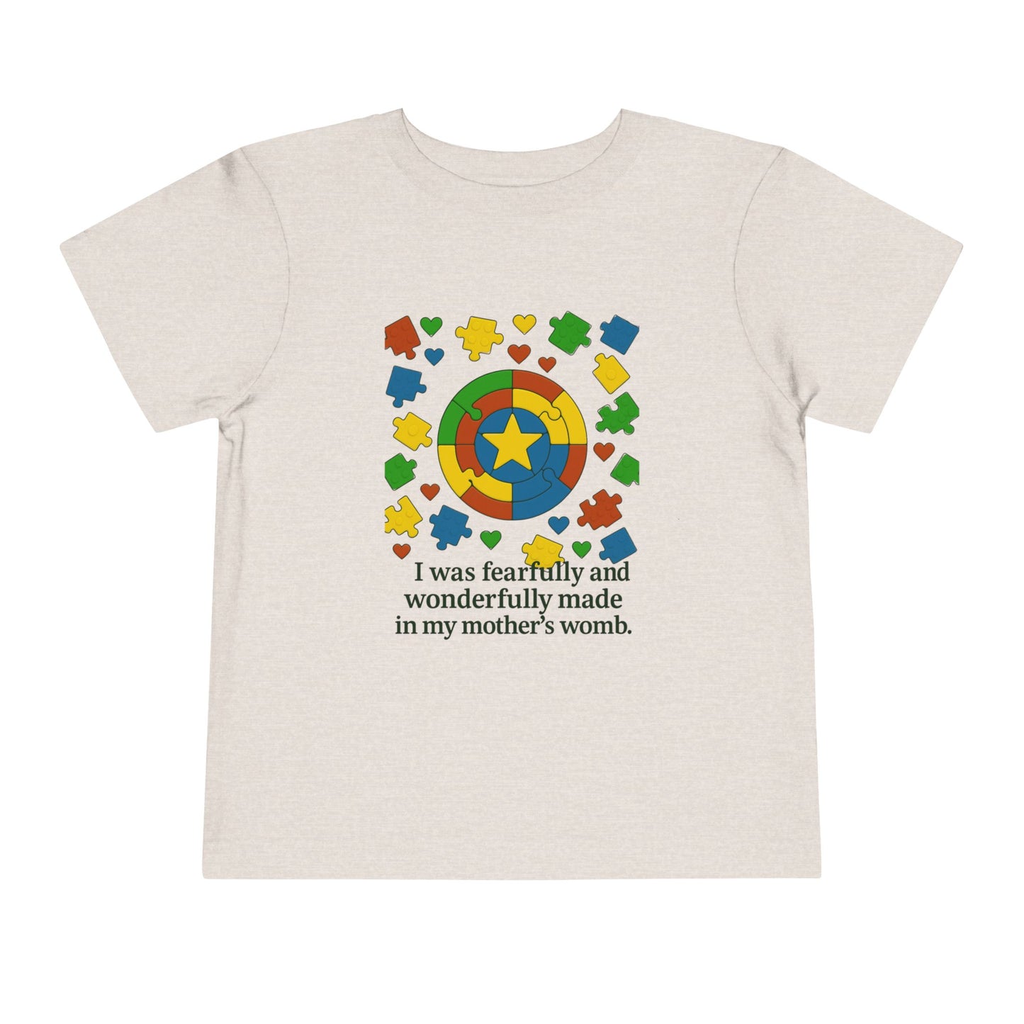 Autism Inspirational Tee - 'Fearfully and Wonderfully Made' - Toddler T-Shirt -  Cute Gift for Kids, Baby Shower, Religious Celebrations