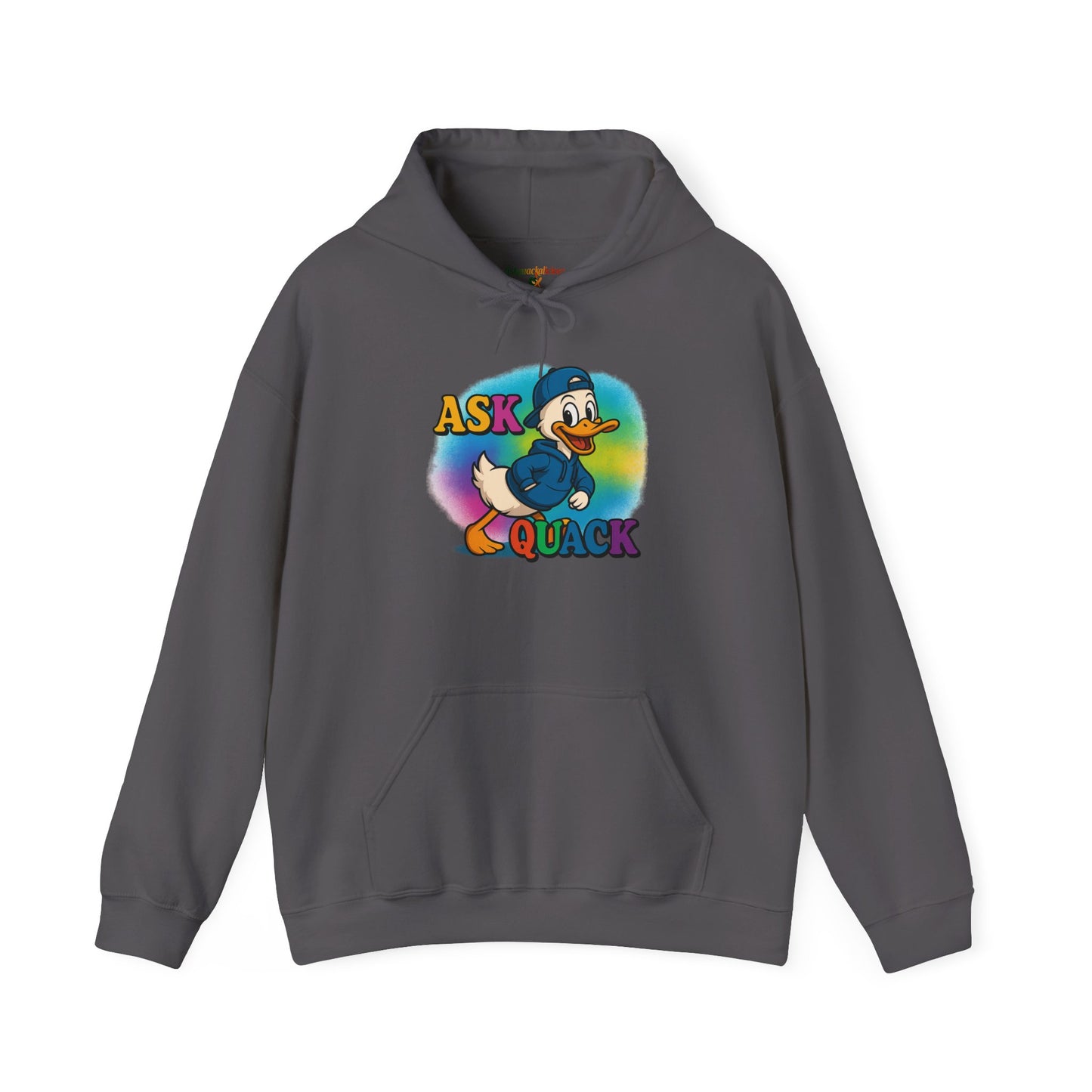Askquack Male Duck Unisex Hoodie, Quirky Duck Design Sweatshirt, Novelty Animal Jumper, Humorous Duck Apparel, Unique Hooded Top