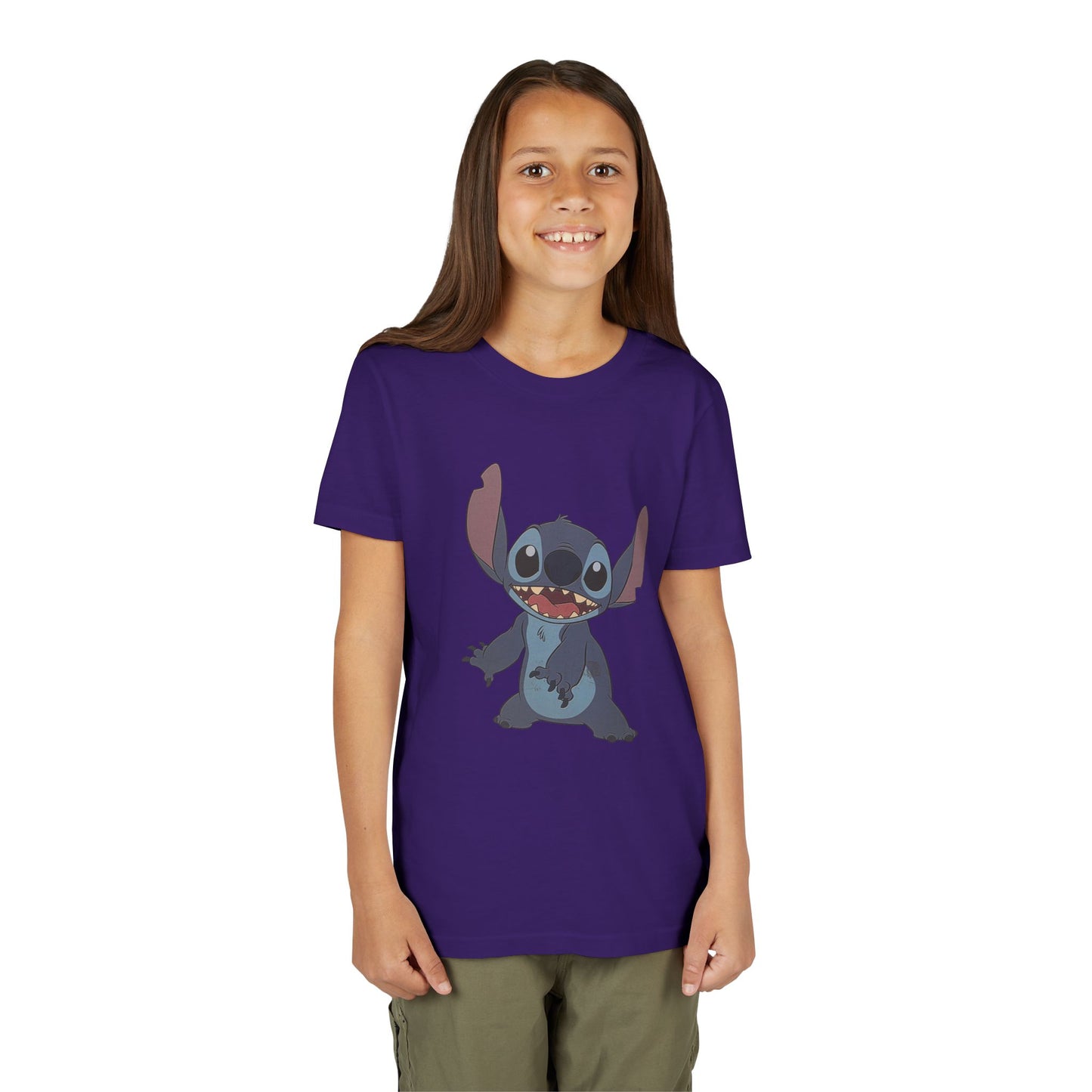 Kids Short Sleeve Tee with Stitch, Cute Kids Tee, Fun Gift for Boys & Girls, Birthday Gift, Summer Wear, Kids' Fashion