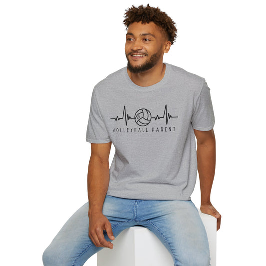 Volleyball Parent Heartbeat T-Shirt Soft Cotton Tee Customizable for Sports Enthusiasts, Gifts for Moms & Dads, Team Spirit Apparel, Athletic Wear