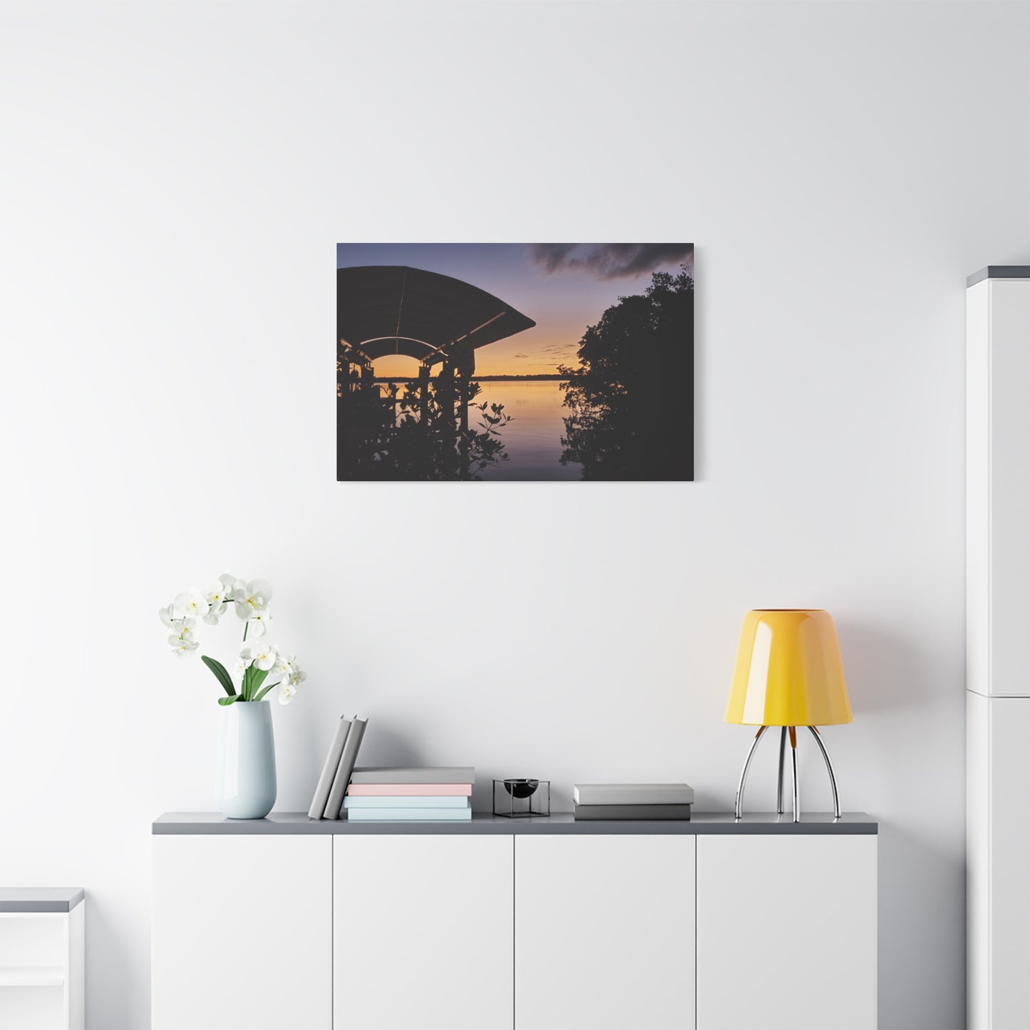 Serene and Vibrant Sunset on the River - Canvas Wal Art