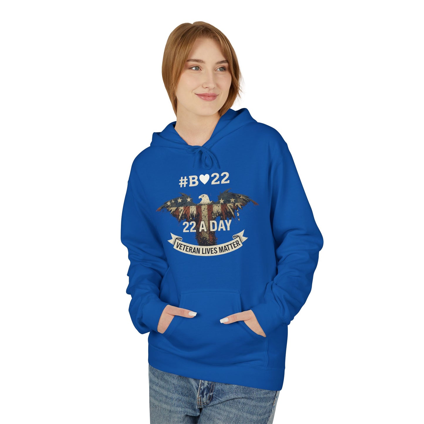 #B🤍22 Fleece Hoodie Veteran Lives Matter Sweatshirt