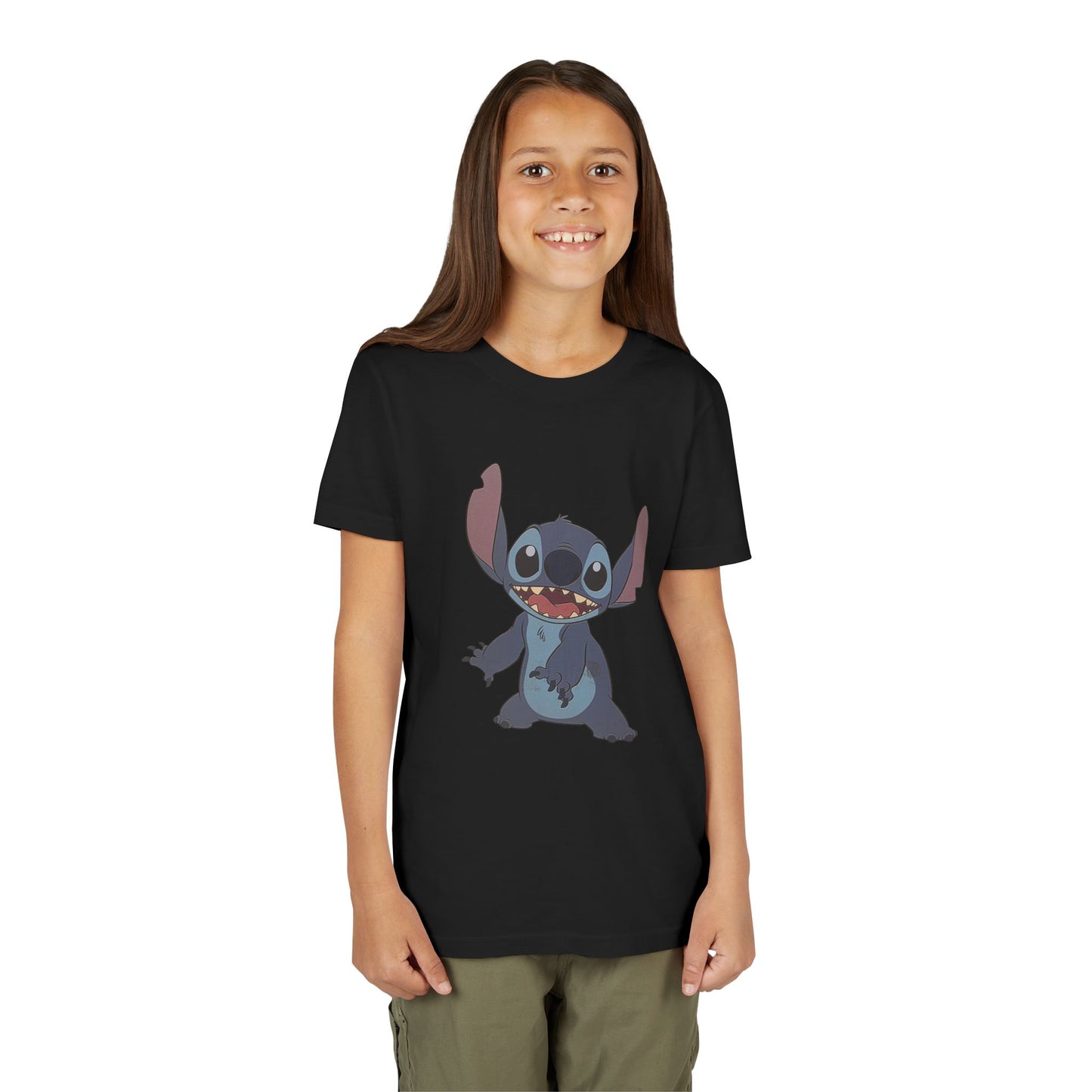 Kids Short Sleeve Tee with Stitch, Cute Kids Tee, Fun Gift for Boys & Girls, Birthday Gift, Summer Wear, Kids' Fashion