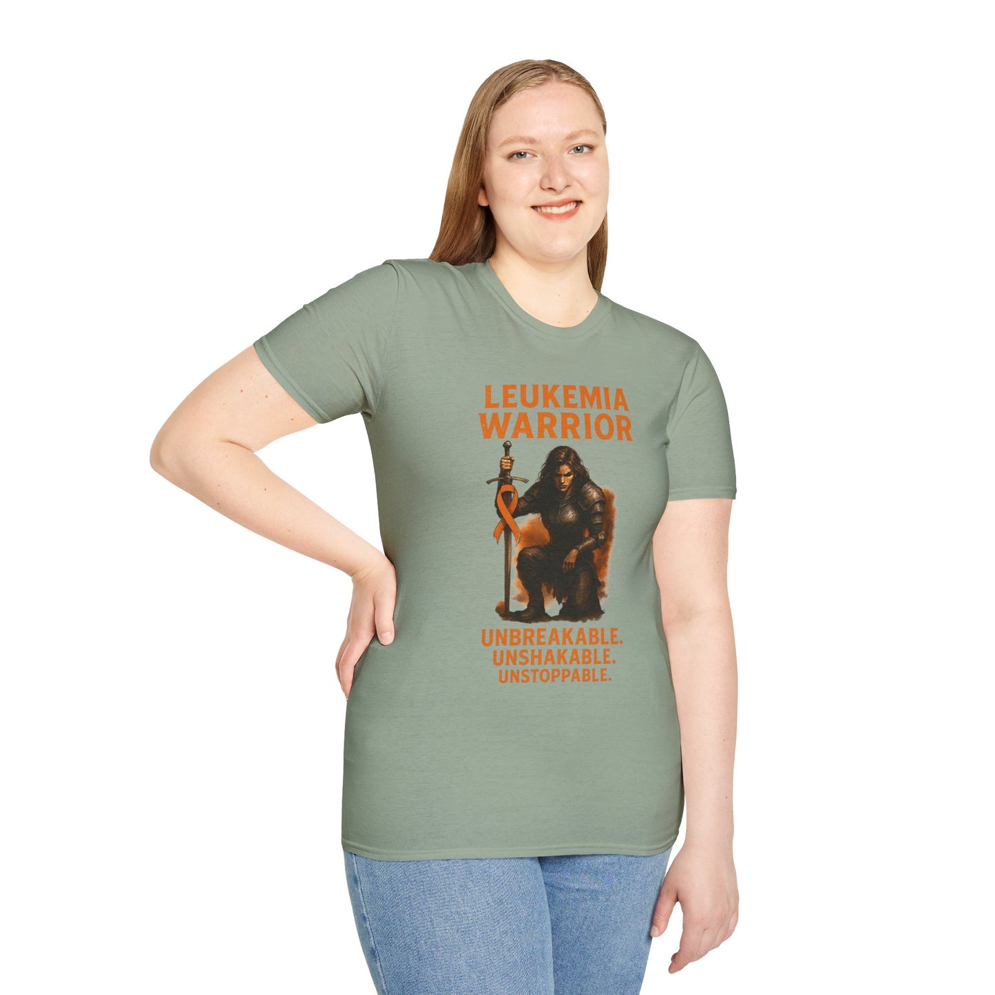 Leukemia Warrior T-Shirt - Unisex Softstyle Tee - Unbreakable, Unshakable, Unstoppable