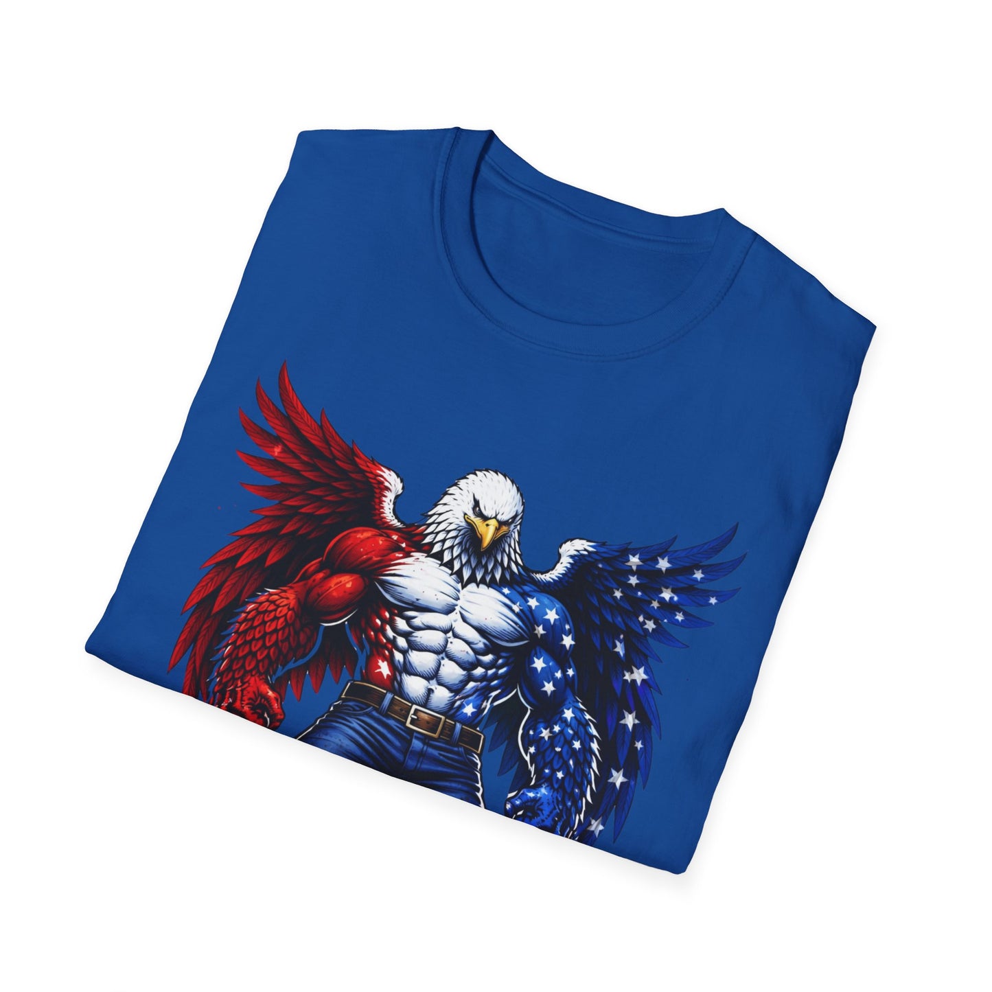Birdmanzilla Patriotic Muscular Eagle T-Shirt | Red White Blue Winged Eagle Graphic