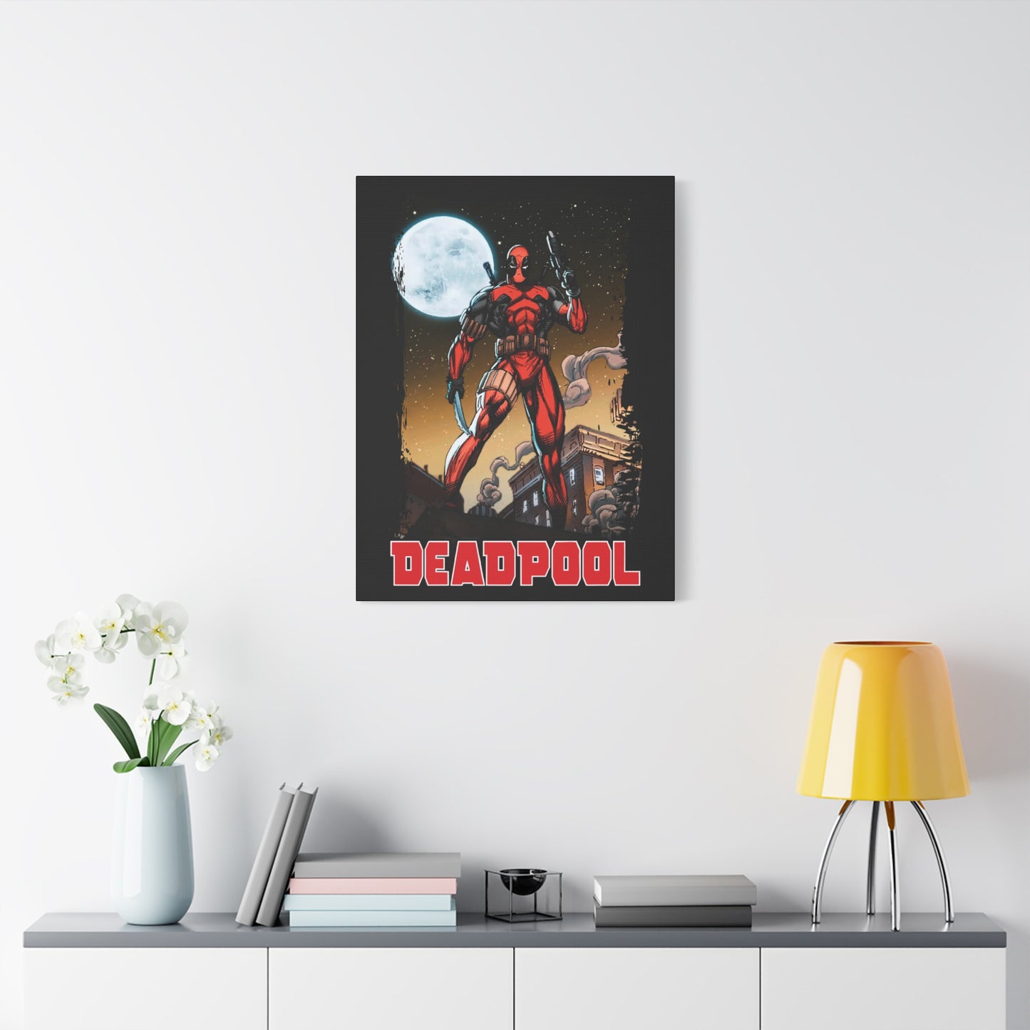 Comic Book Moonlight Rooftop Wall Art - Matte Canvas, Stretched, 1.25"