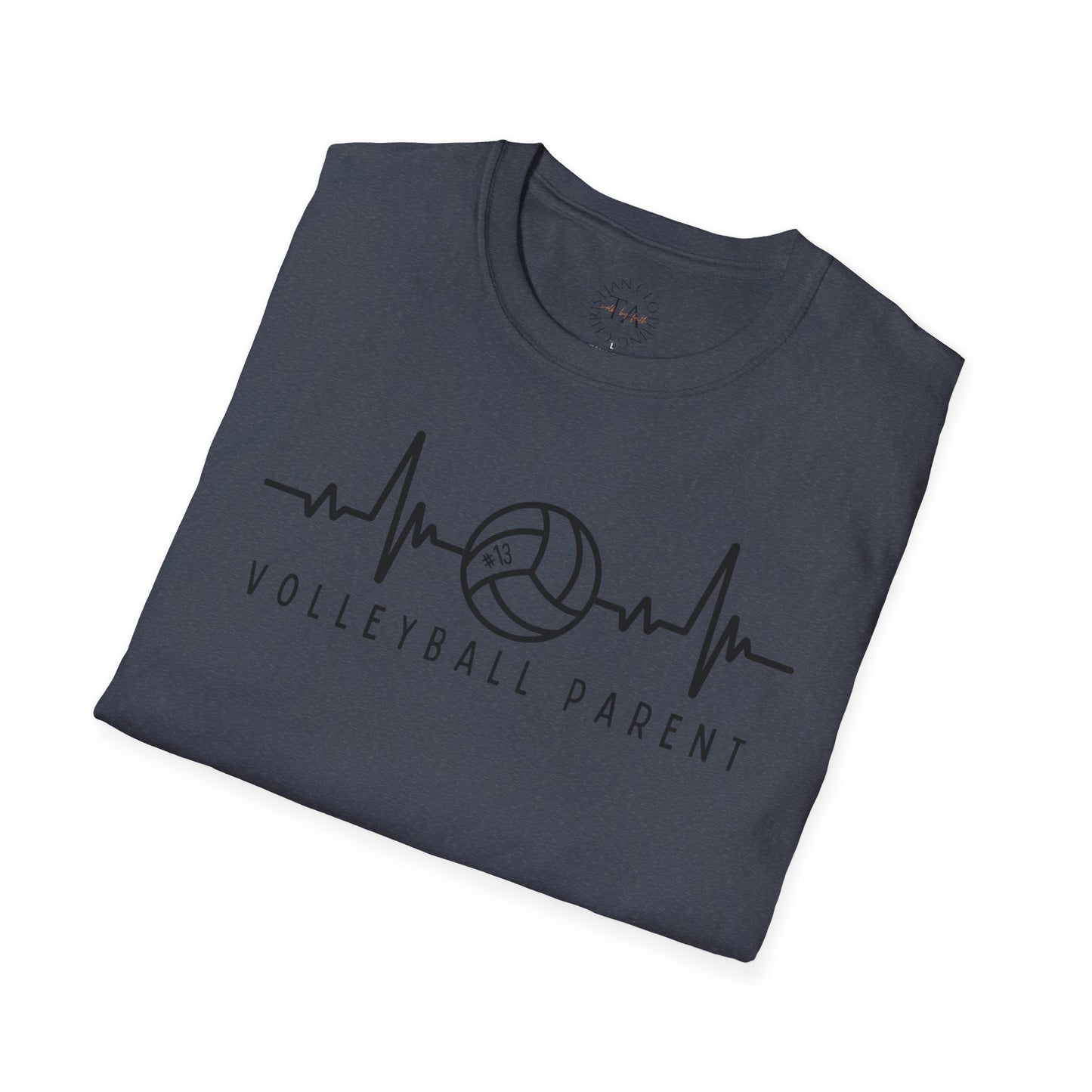 Volleyball Parent Heartbeat T-Shirt Soft Cotton Tee Customizable for Sports Enthusiasts, Gifts for Moms & Dads, Team Spirit Apparel, Athletic Wear