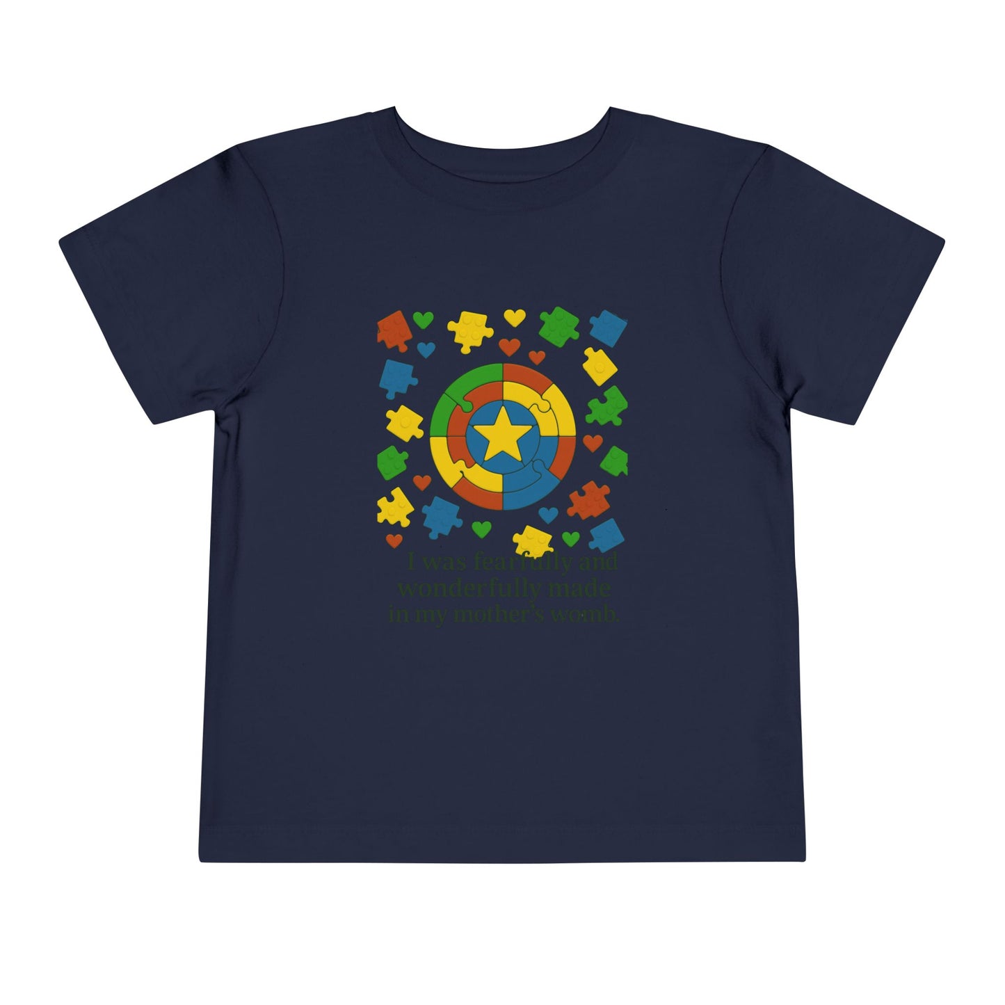 Autism Inspirational Tee - 'Fearfully and Wonderfully Made' - Toddler T-Shirt -  Cute Gift for Kids, Baby Shower, Religious Celebrations